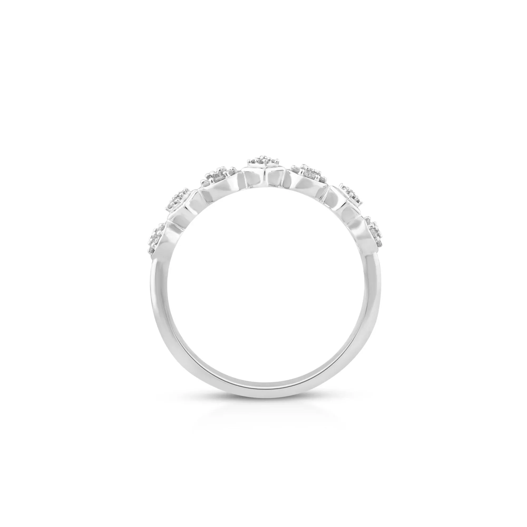 1/7 CT. Tw. Diamond Cluster Stack Band Ring 10K White Gold Size 8 - Image 2