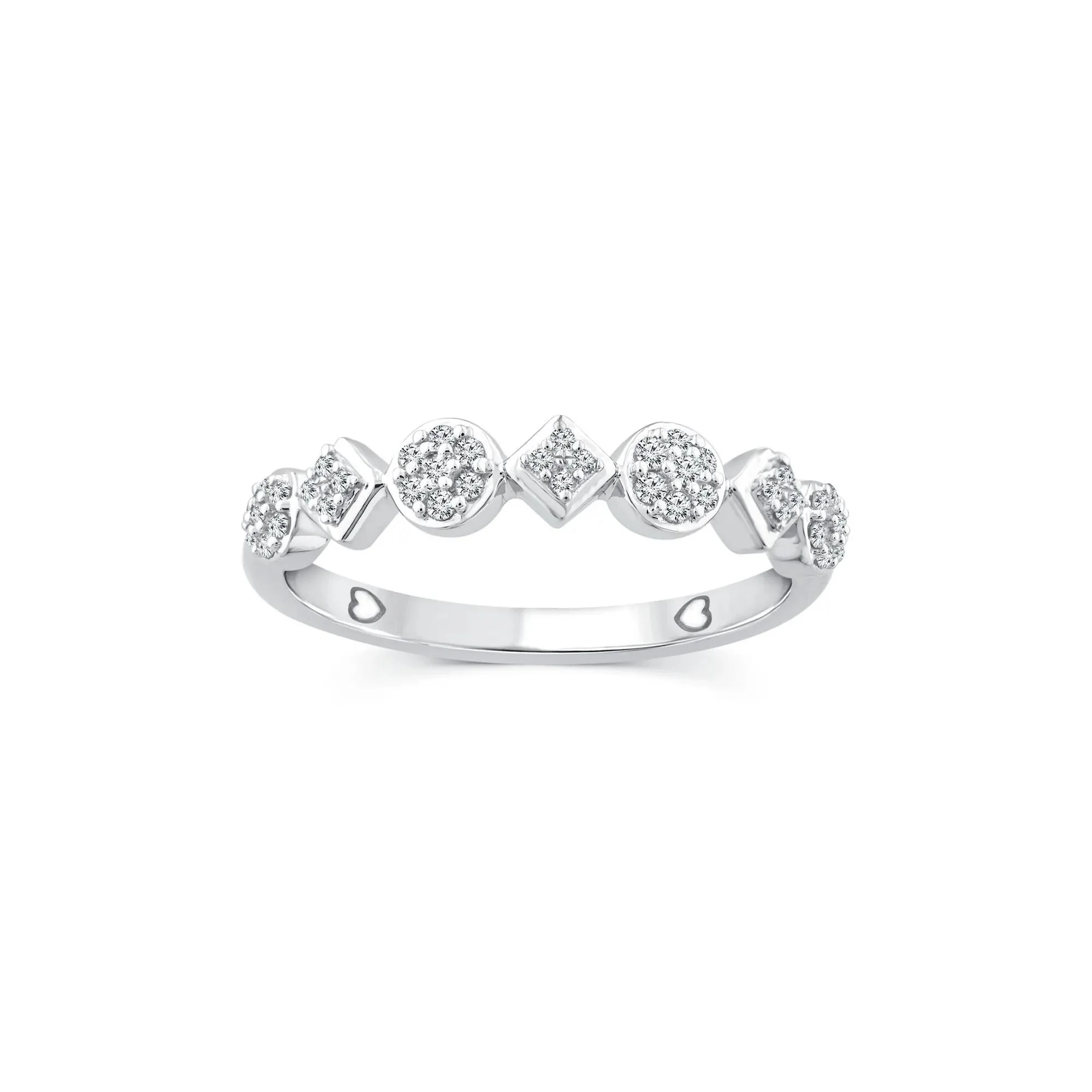 1/7 CT. Tw. Diamond Cluster Stack Band Ring 10K White Gold Size 8.5