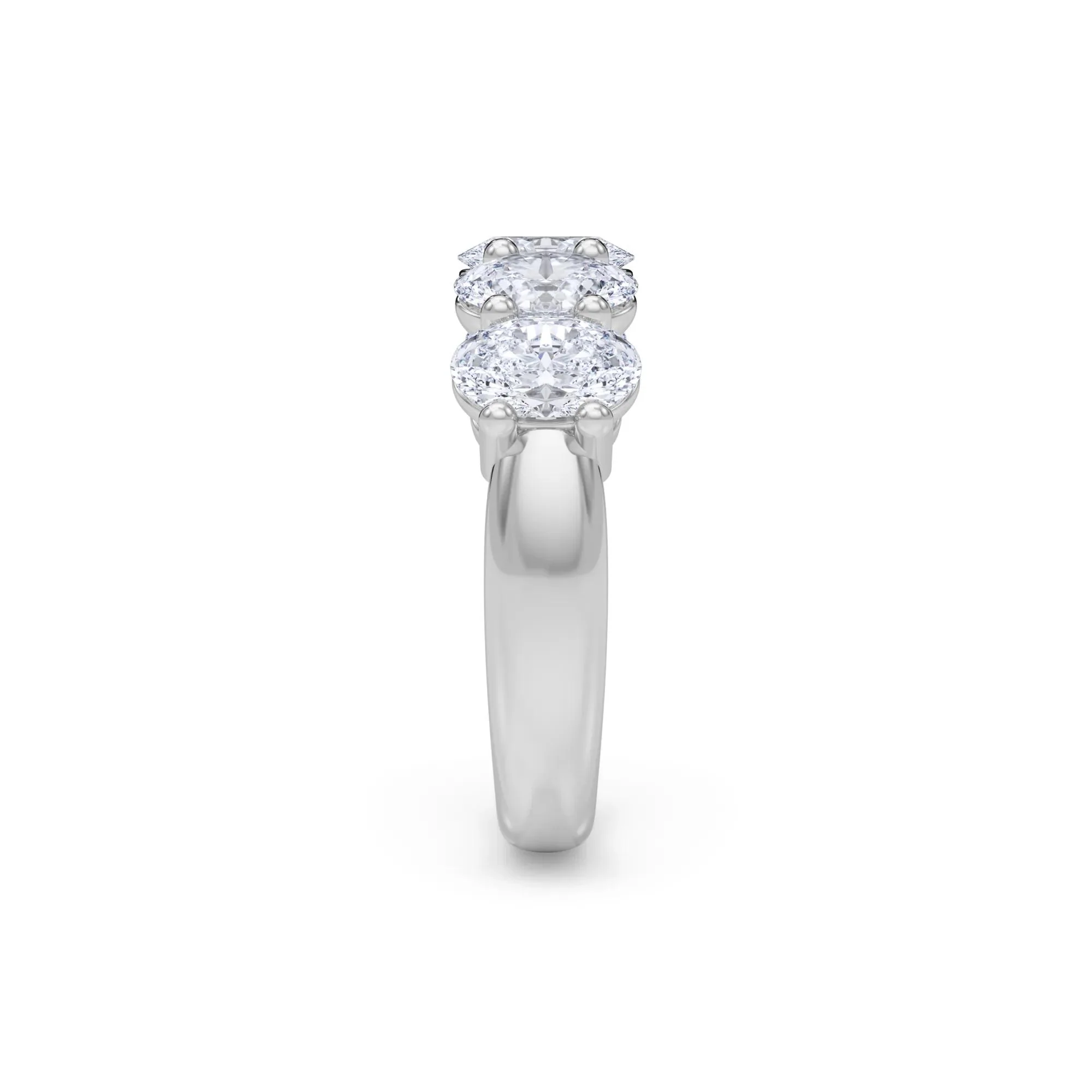 3 CT. Tw. Lab Grown Diamond Five-Stone Anniversary Band Ring 14K White Gold Size 6.5mm - Image 3