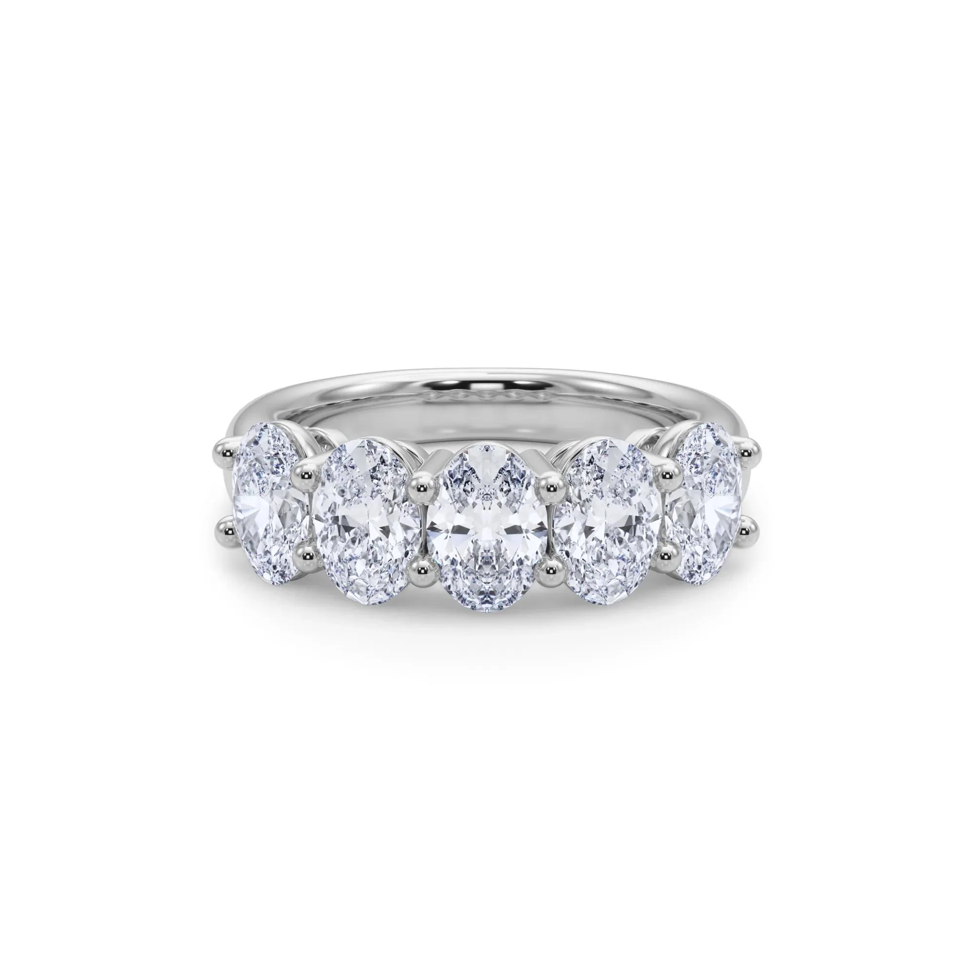 3 CT. Tw. Lab Grown Diamond Five-Stone Anniversary Band Ring 14K White Gold Size 6.5mm - Image 5