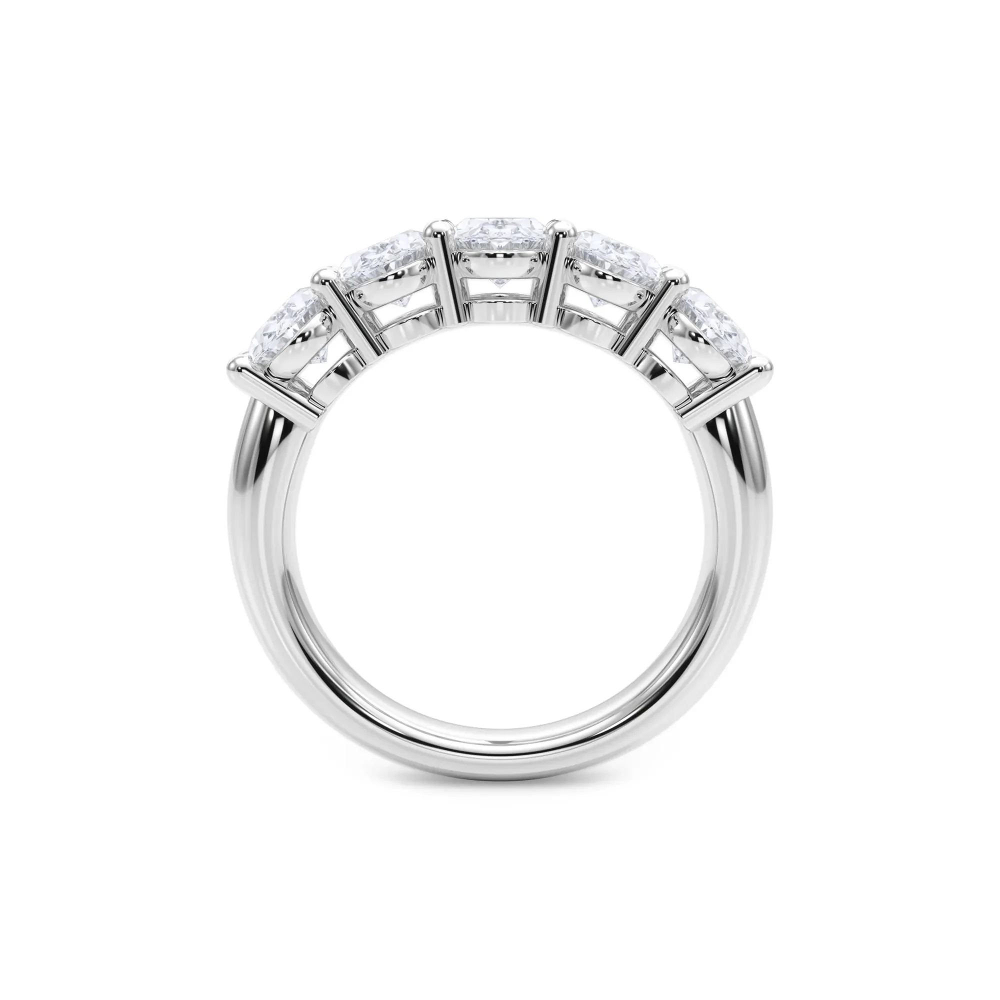 3 CT. Tw. Lab Grown Diamond Five-Stone Anniversary Band Ring 14K White Gold Size 8 6.5mm - Image 2