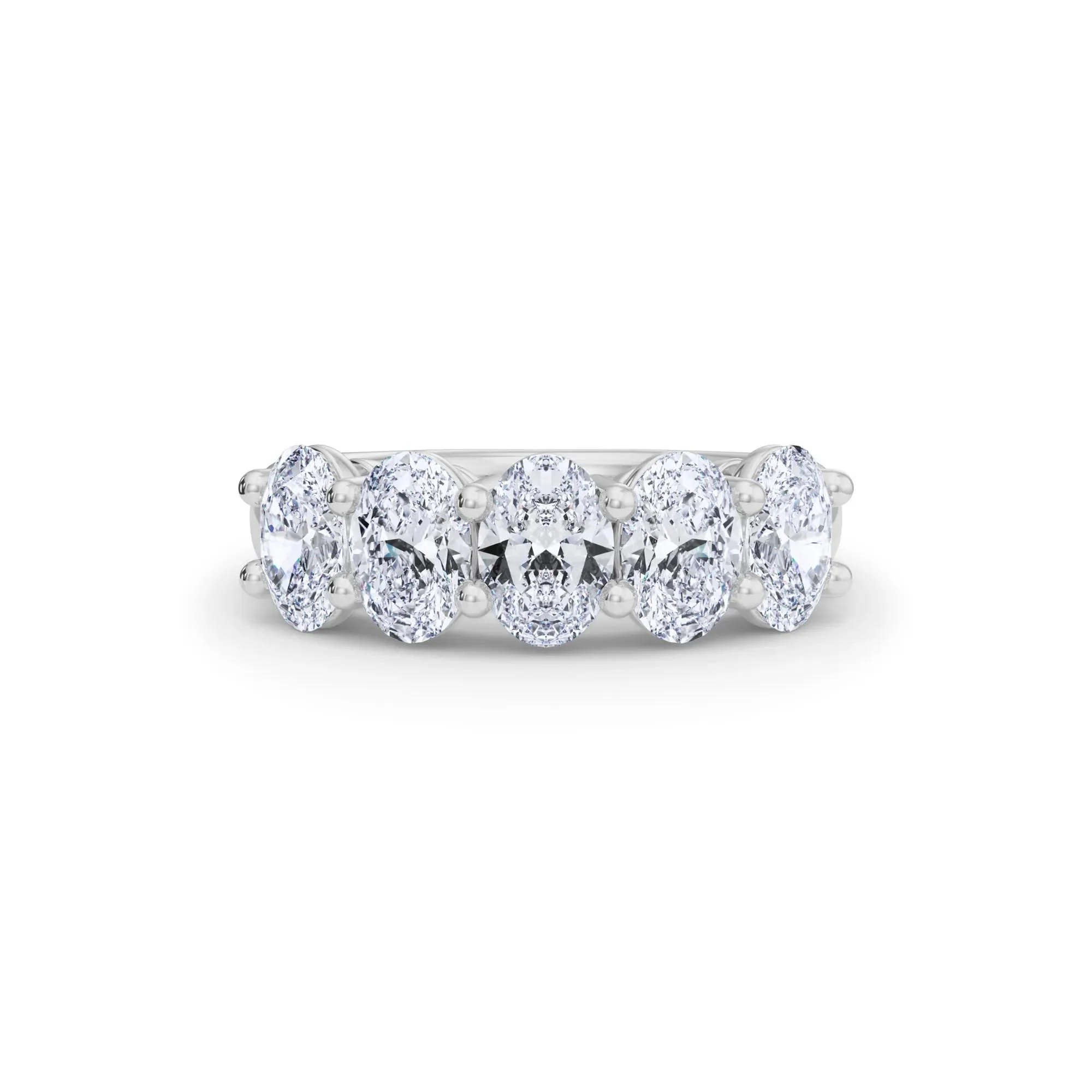 3 CT. Tw. Lab Grown Diamond Five-Stone Anniversary Band Ring 14K White Gold Size 8.5 6.5mm