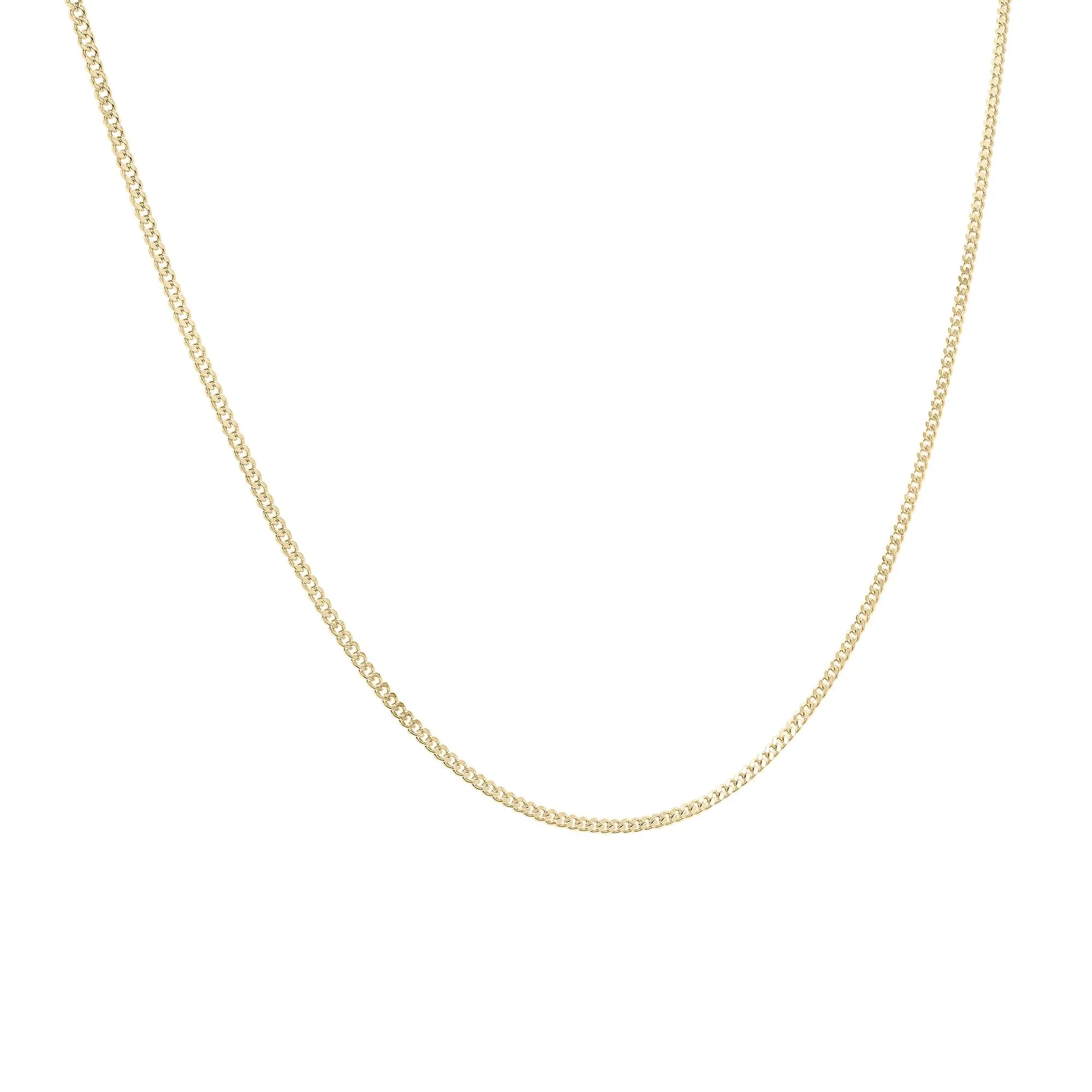 Mini Curb Chain Charm Necklace Vermeil 22" Yellow Size 1.00mm - Image 2