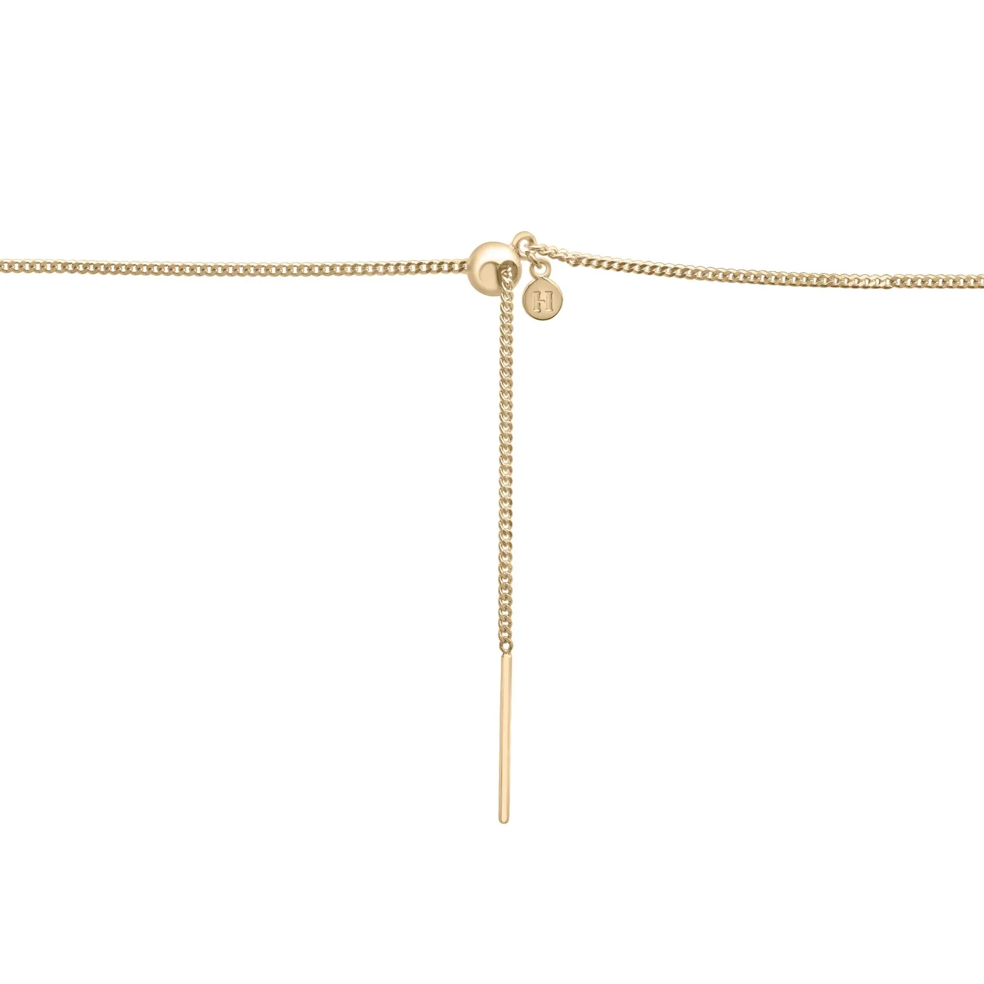 Mini Curb Chain Charm Necklace Vermeil 22" Yellow Size 1.00mm - Image 4