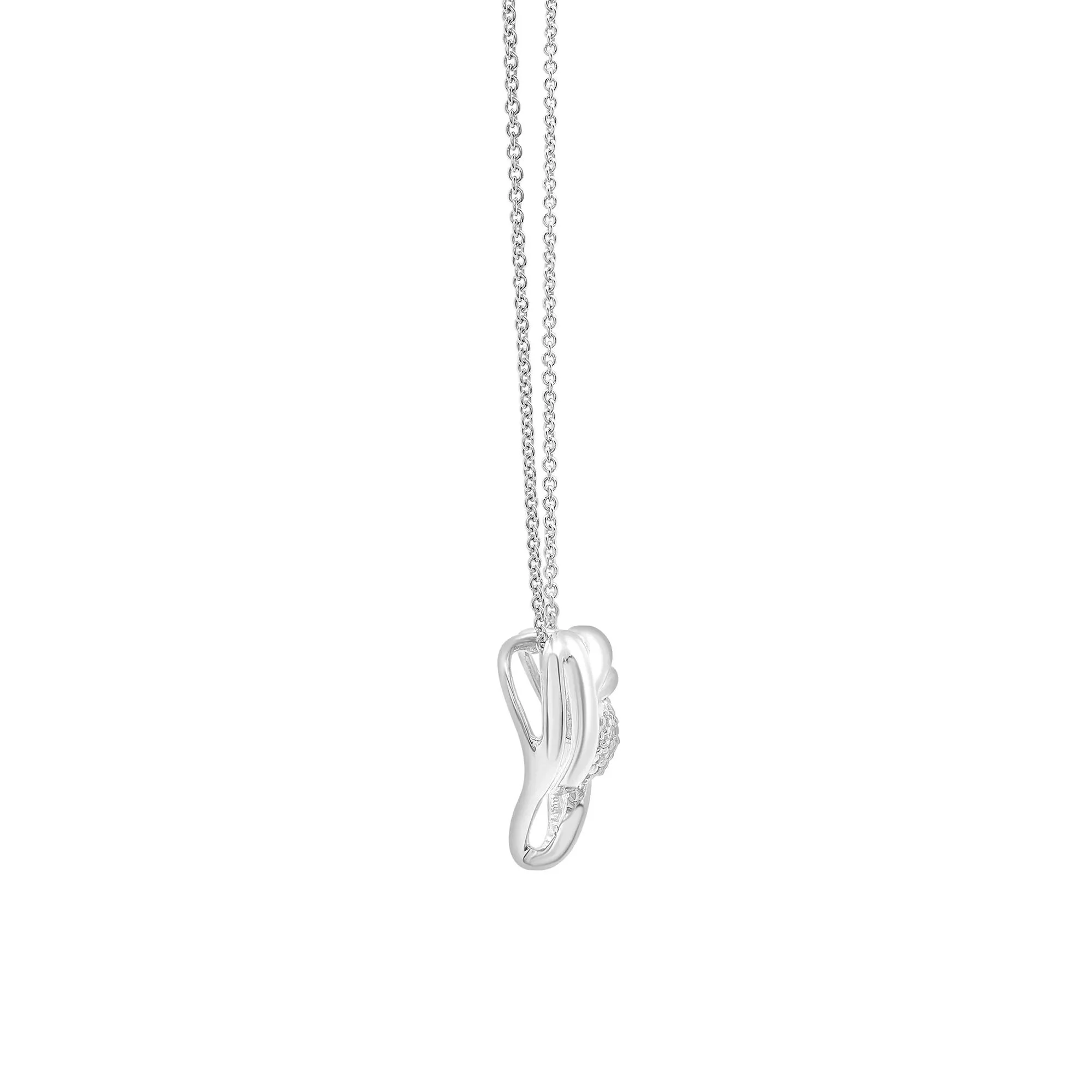 Diamond Heart-Shaped Pendant Necklace and Earring Box Set .925 Sterling Silver White Size 18" - Image 4