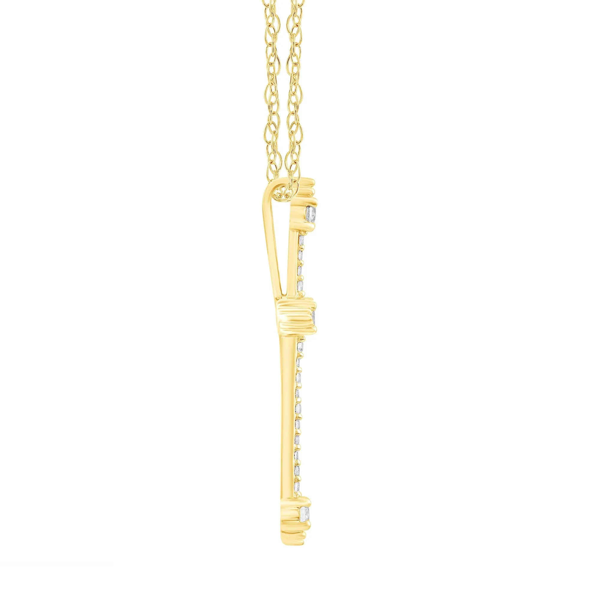 1/4 CT. Tw. Diamond Cross Pendant Necklace 14K Yellow Gold Size 18" - Image 2