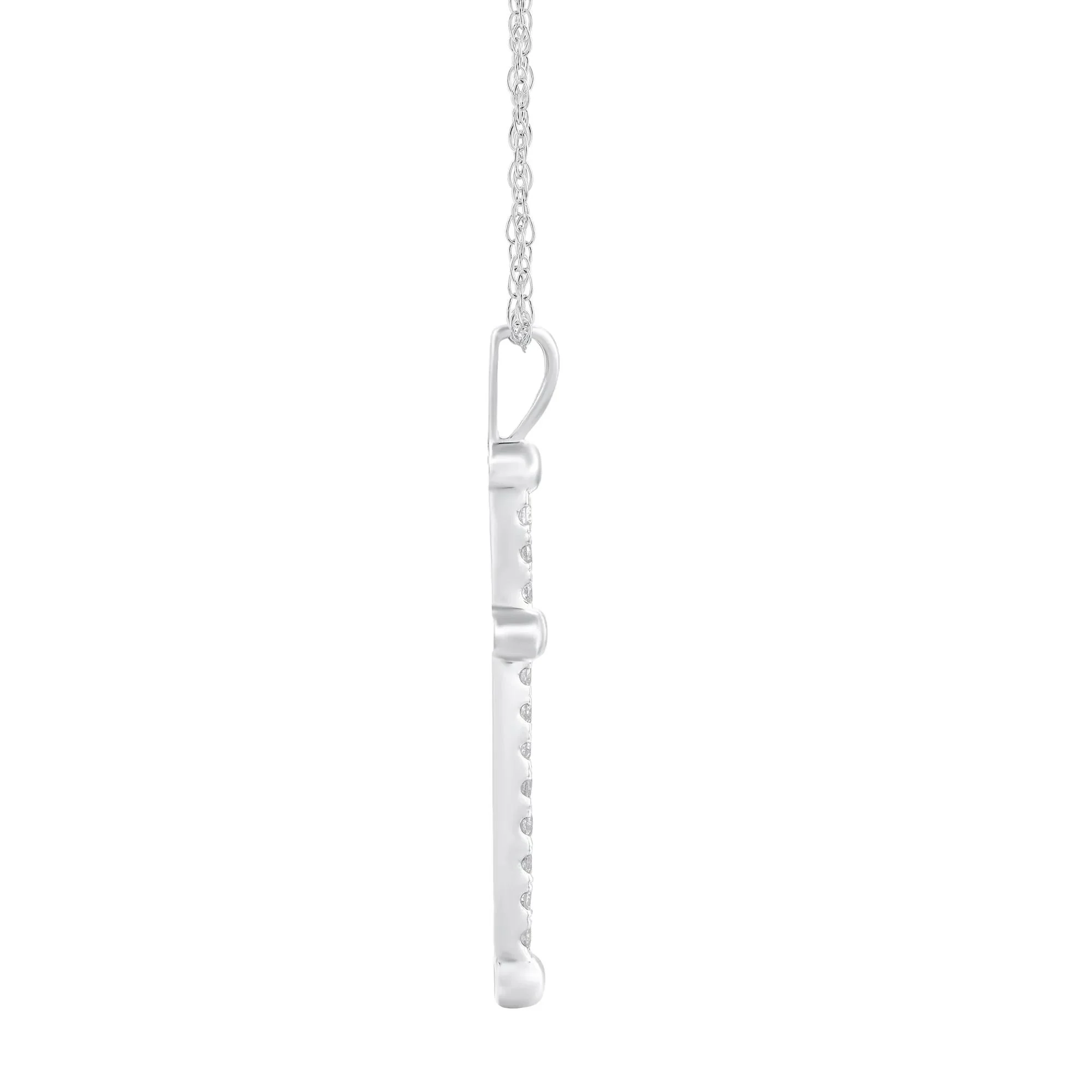 1/4 CT. Tw. Diamond Cross Pendant Necklace 10K White Gold Size 18" - Image 3