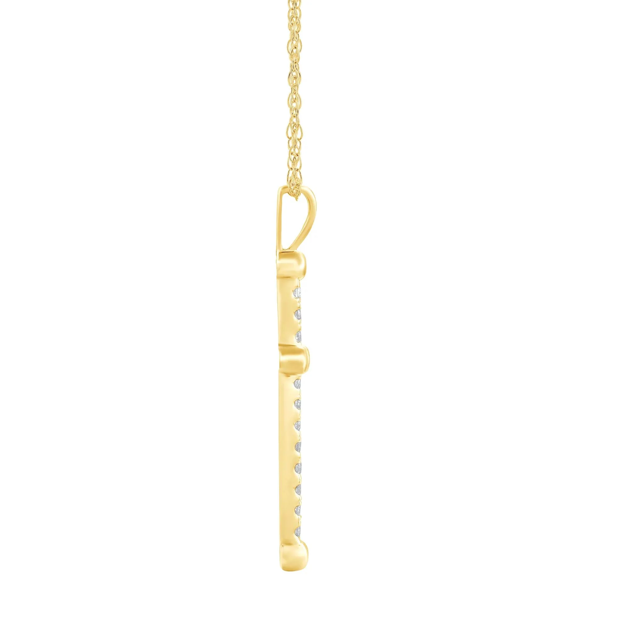 1/4 CT. Tw. Diamond Cross Pendant Necklace 10K Yellow Gold Size 18" - Image 3