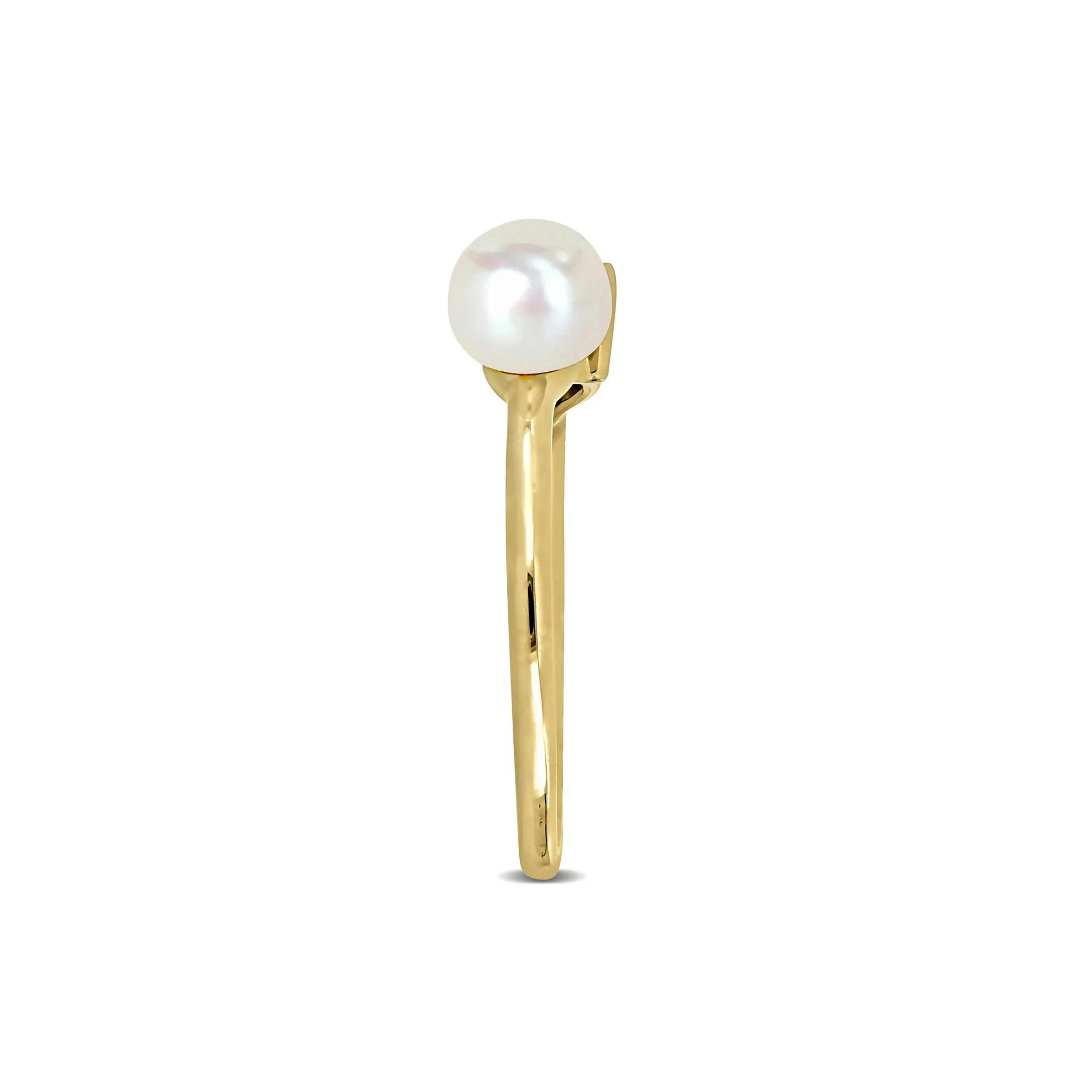 London Blue Topaz and Freshwater Pearl Bypass Ring 10K Yellow Gold Size 7 1.5mm - Image 2