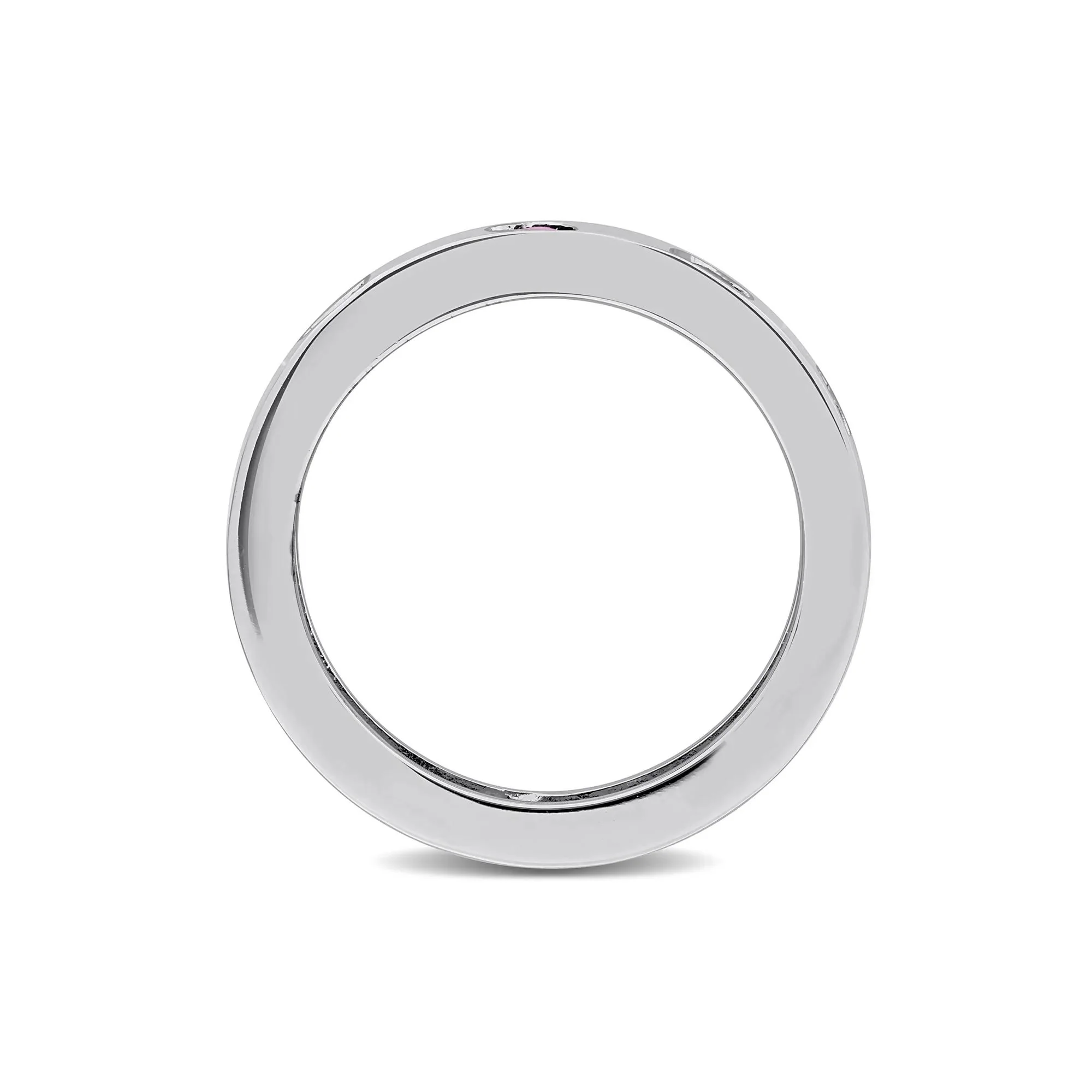Heart-Shaped Lab-Created Ruby Eternity Band Ring .925 Sterling Silver White Size 8 4mm - Image 2