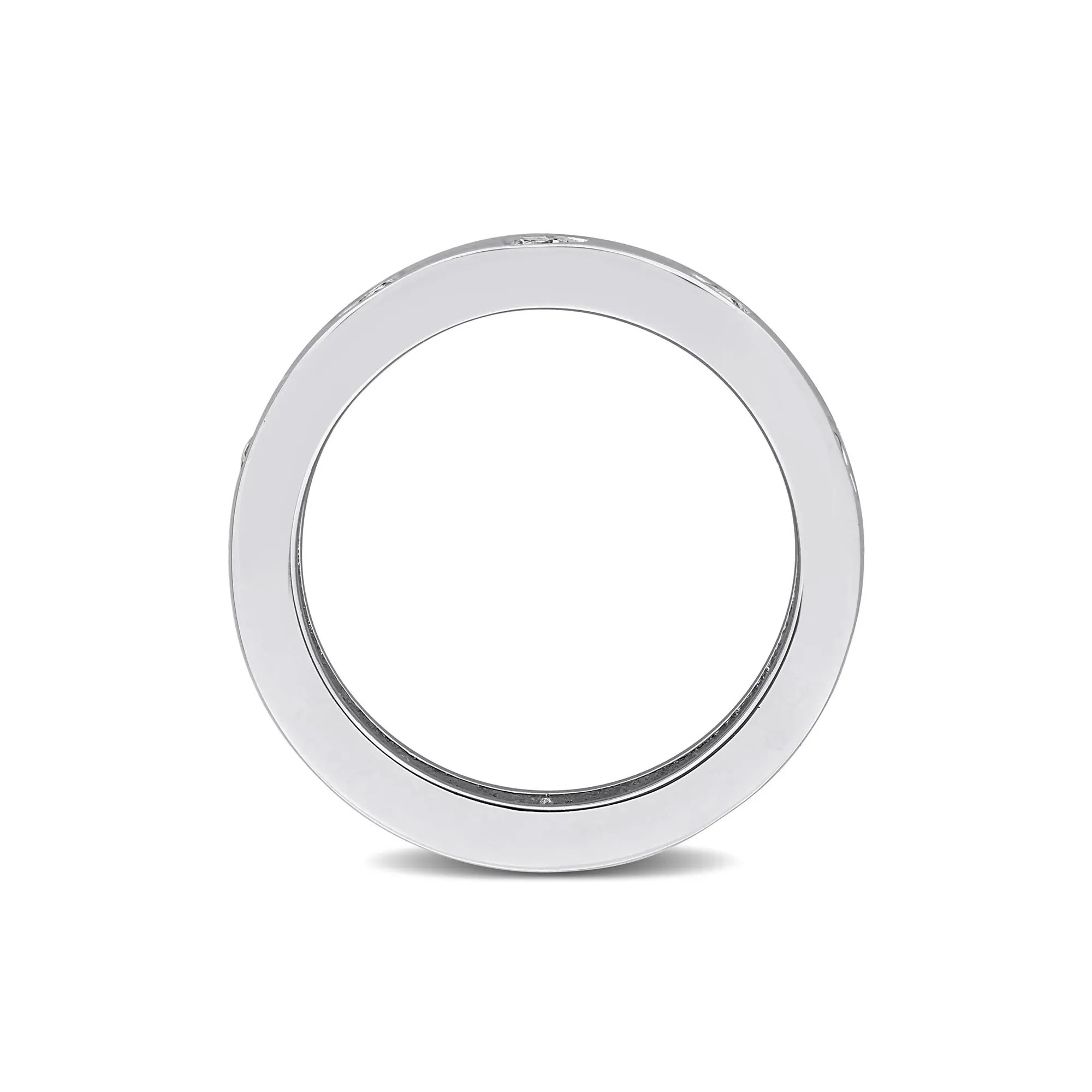 Heart-Shaped Lab-Created White Sapphire Eternity Band Ring .925 Sterling Silver Size 5 4mm - Image 2