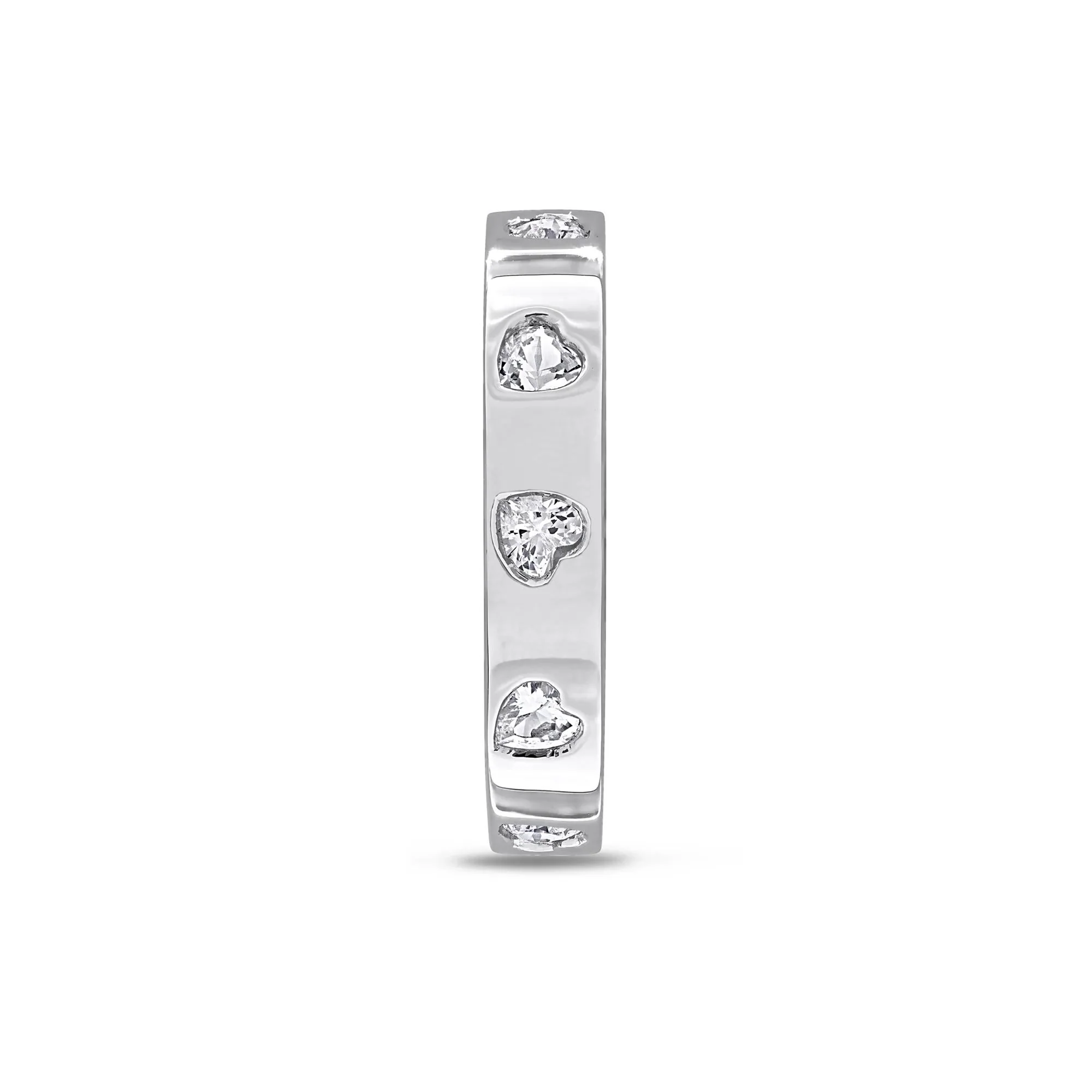 Heart-Shaped Lab-Created White Sapphire Eternity Band Ring .925 Sterling Silver Size 6 4mm - Image 3