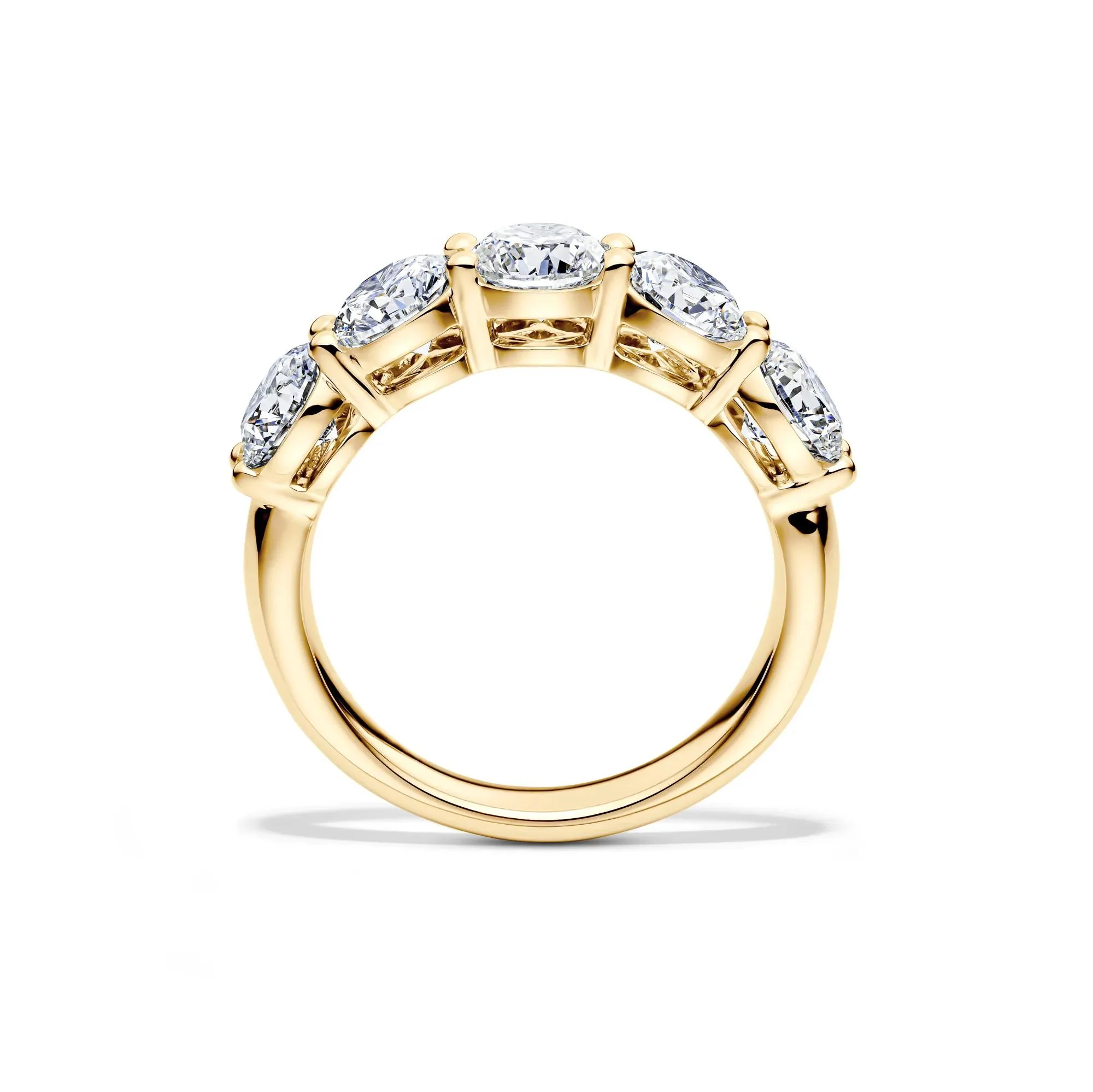 3 CT. Tw. Lab Grown Diamond Five-Stone Anniversary Band Ring 14K Yellow Gold Round Brilliant Cut Size 6 5.5mm - Image 2