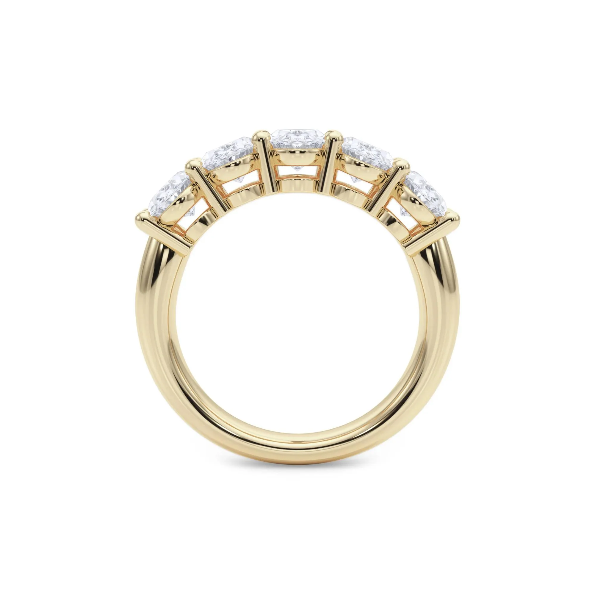 3 CT. Tw. Lab Grown Diamond Five-Stone Anniversary Band Ring 14K Yellow Gold Size 4 6.5mm - Image 2