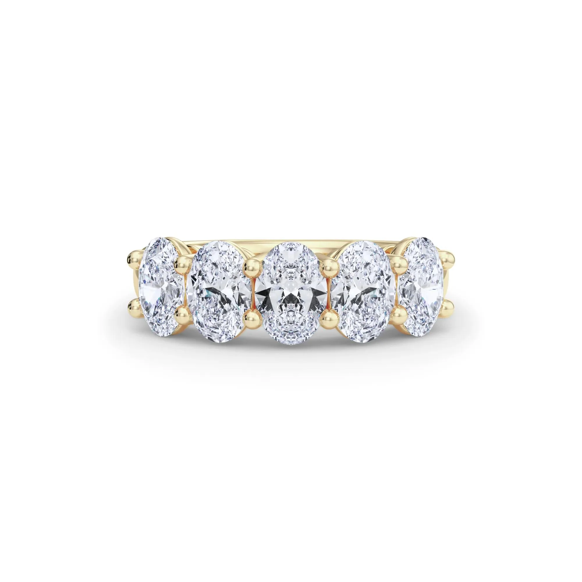 3 CT. Tw. Lab Grown Diamond Five-Stone Anniversary Band Ring 14K Yellow Gold Size 4.5 6.5mm