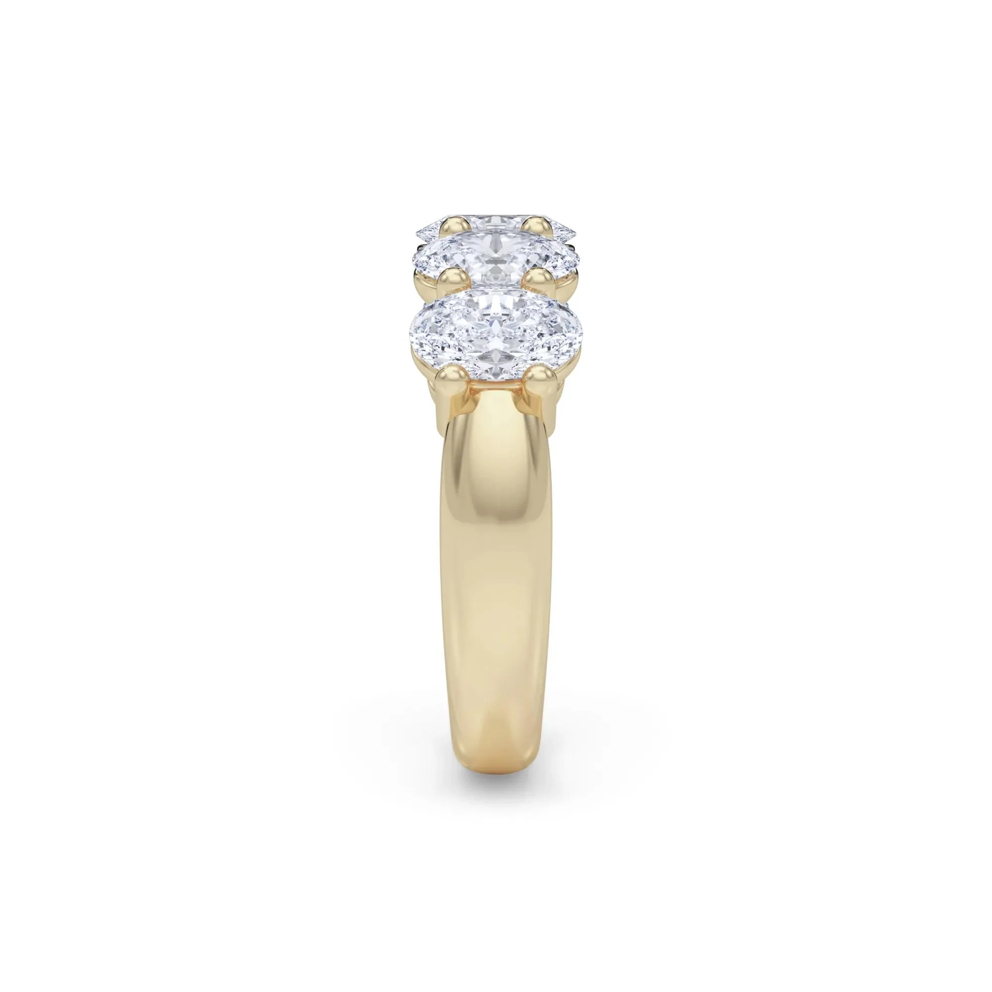 3 CT. Tw. Lab Grown Diamond Five-Stone Anniversary Band Ring 14K Yellow Gold Size 4.5 6.5mm - Image 3