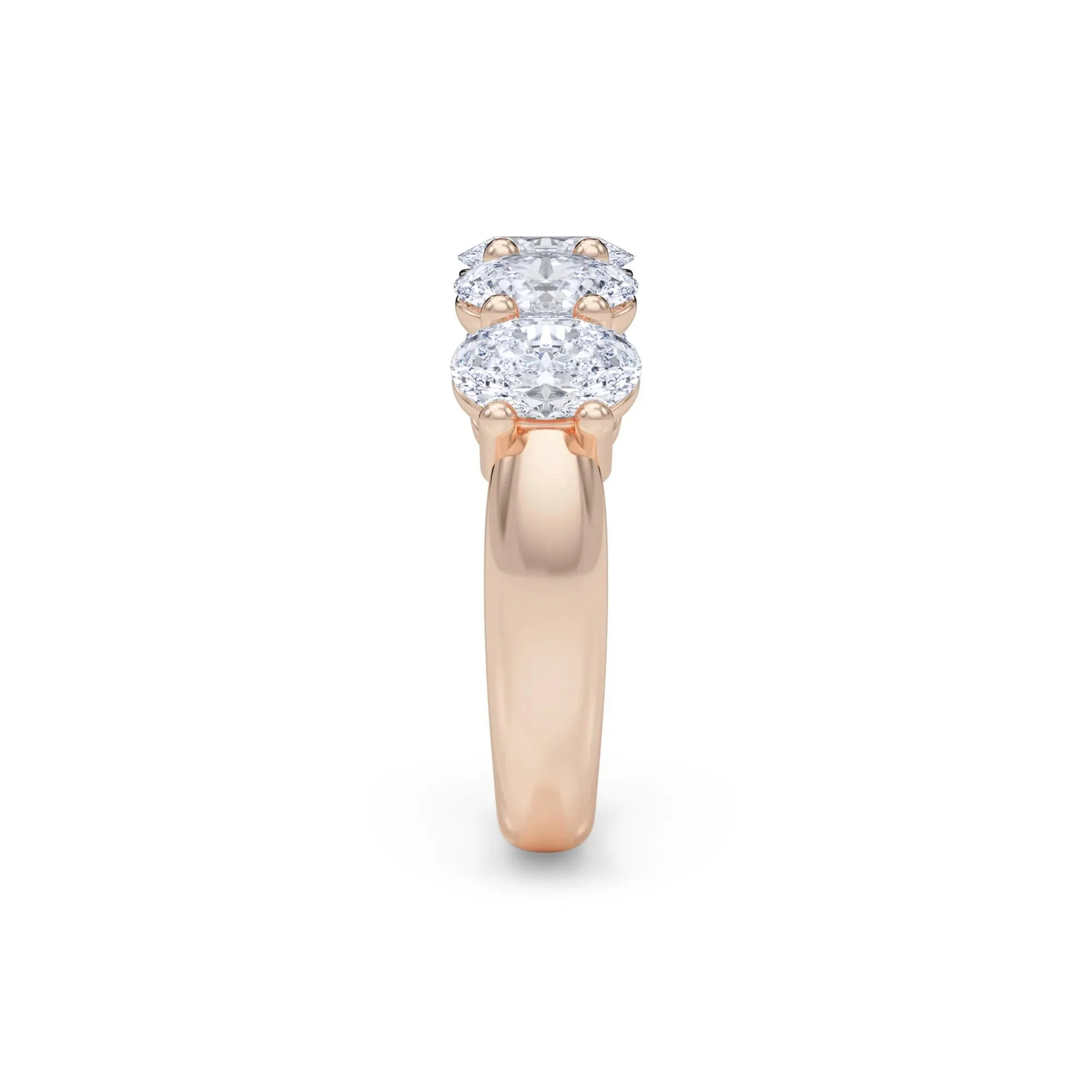 3 CT. Tw. Lab Grown Diamond Five-Stone Anniversary Band Ring 14K Rose Gold Size 4 6.5mm - Image 3