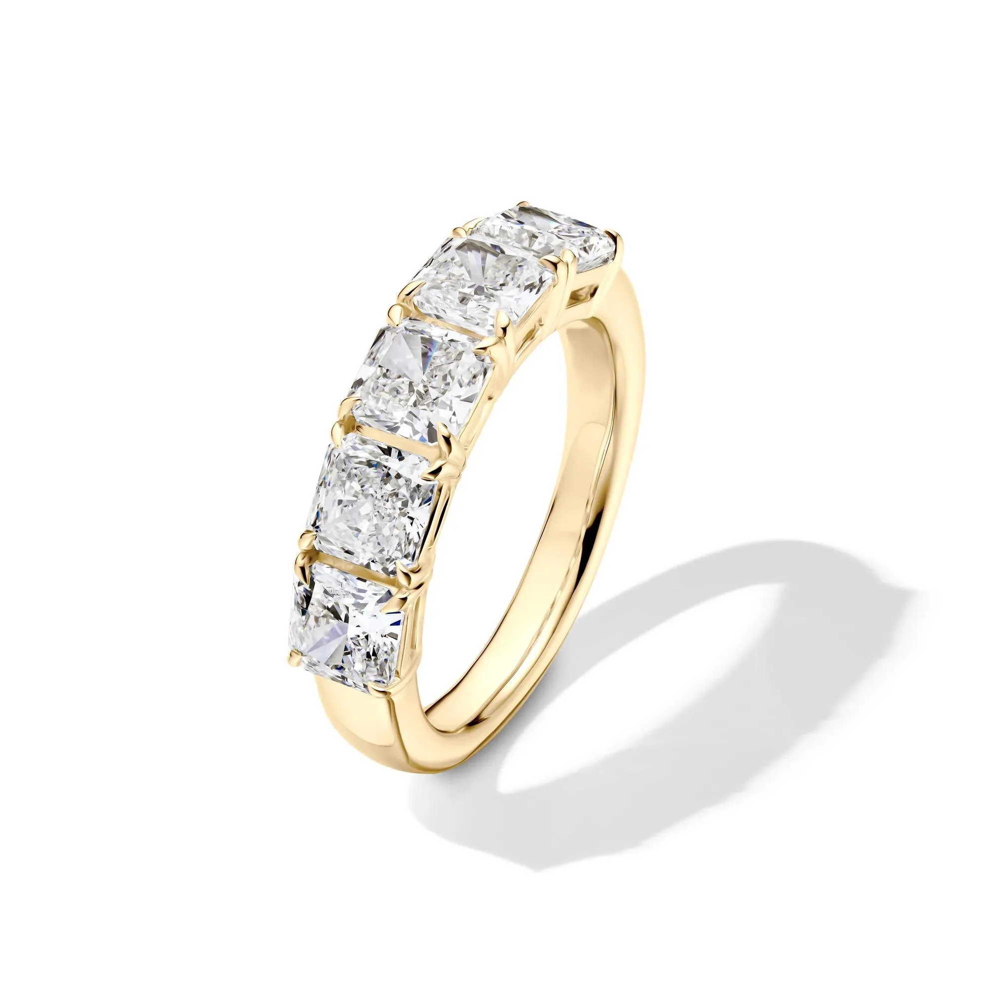 3 CT. Tw. Lab Grown Diamond Five-Stone Anniversary Band Ring 14K Yellow Gold Size 4 5mm - Image 4