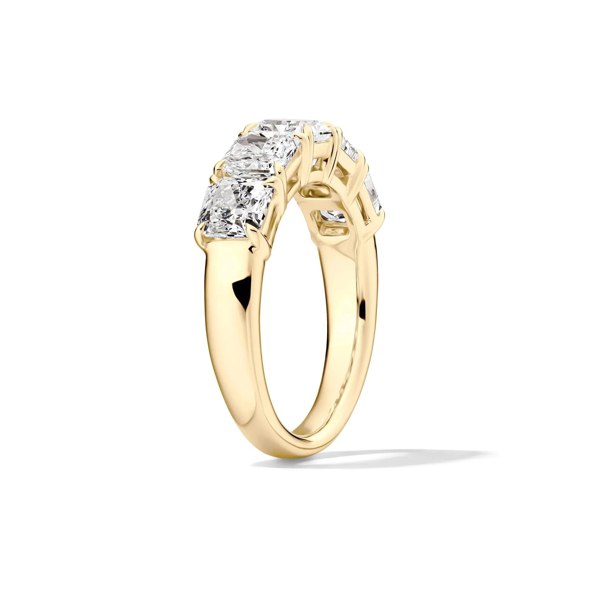 3 CT. Tw. Lab Grown Diamond Five-Stone Anniversary Band Ring 14K Yellow Gold Size 9 5mm - Image 3
