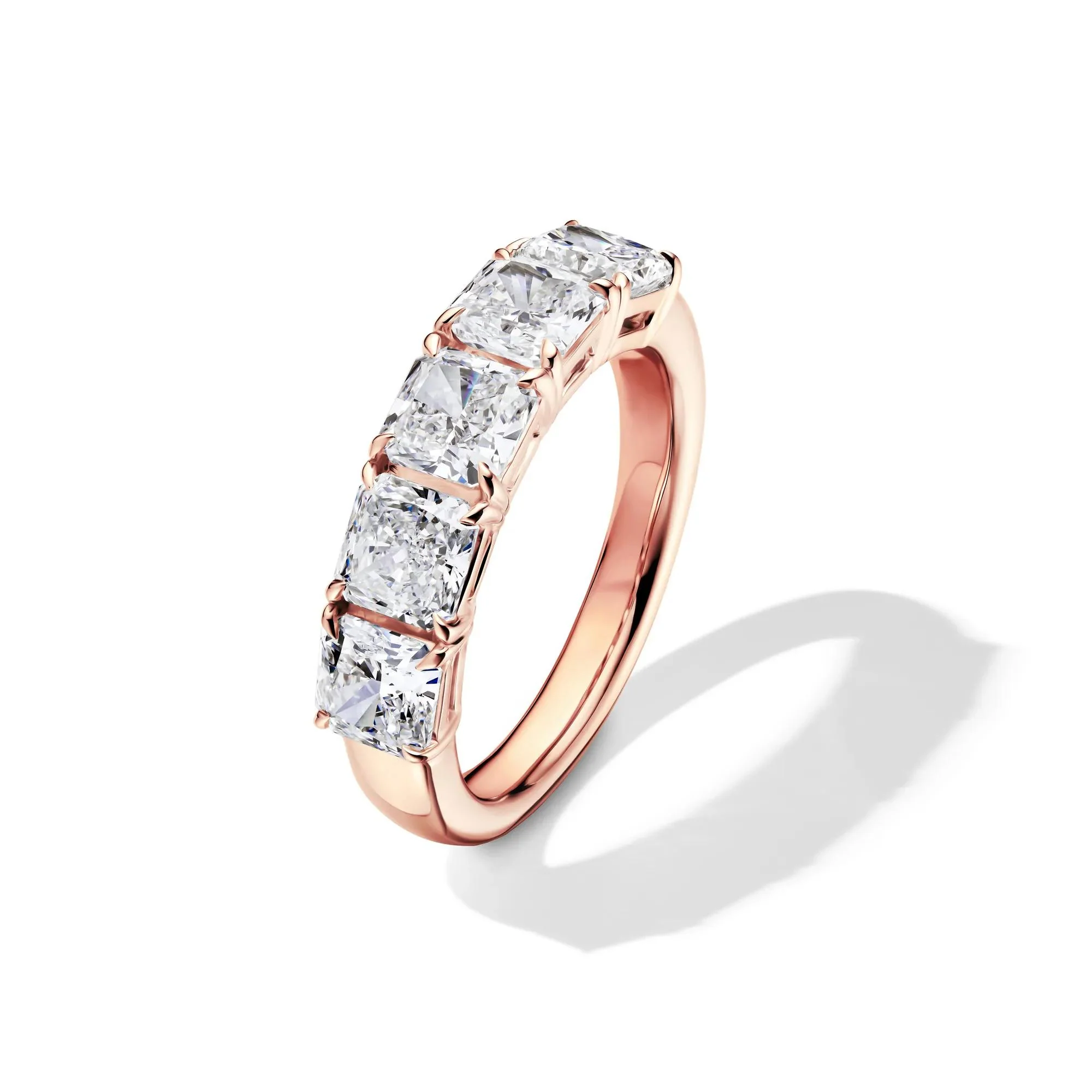 3 CT. Tw. Lab Grown Diamond Five-Stone Anniversary Band Ring 14K Rose Gold Size 4 5mm - Image 4