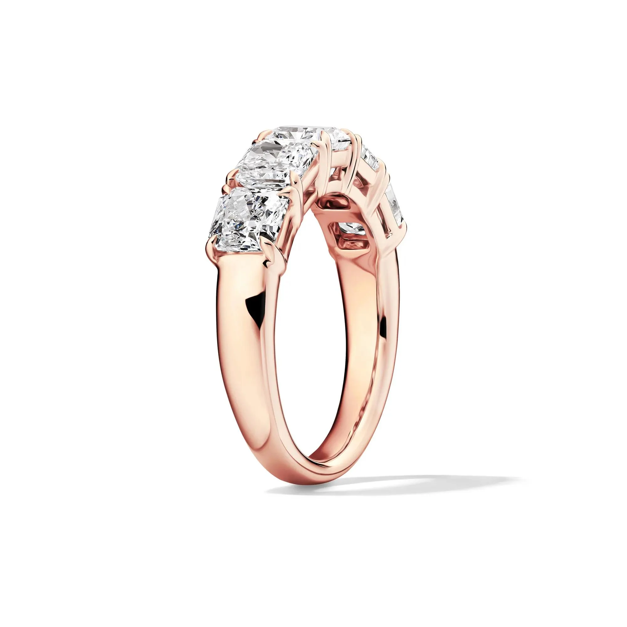 3 CT. Tw. Lab Grown Diamond Five-Stone Anniversary Band Ring 14K Rose Gold Size 4.5 5mm - Image 3