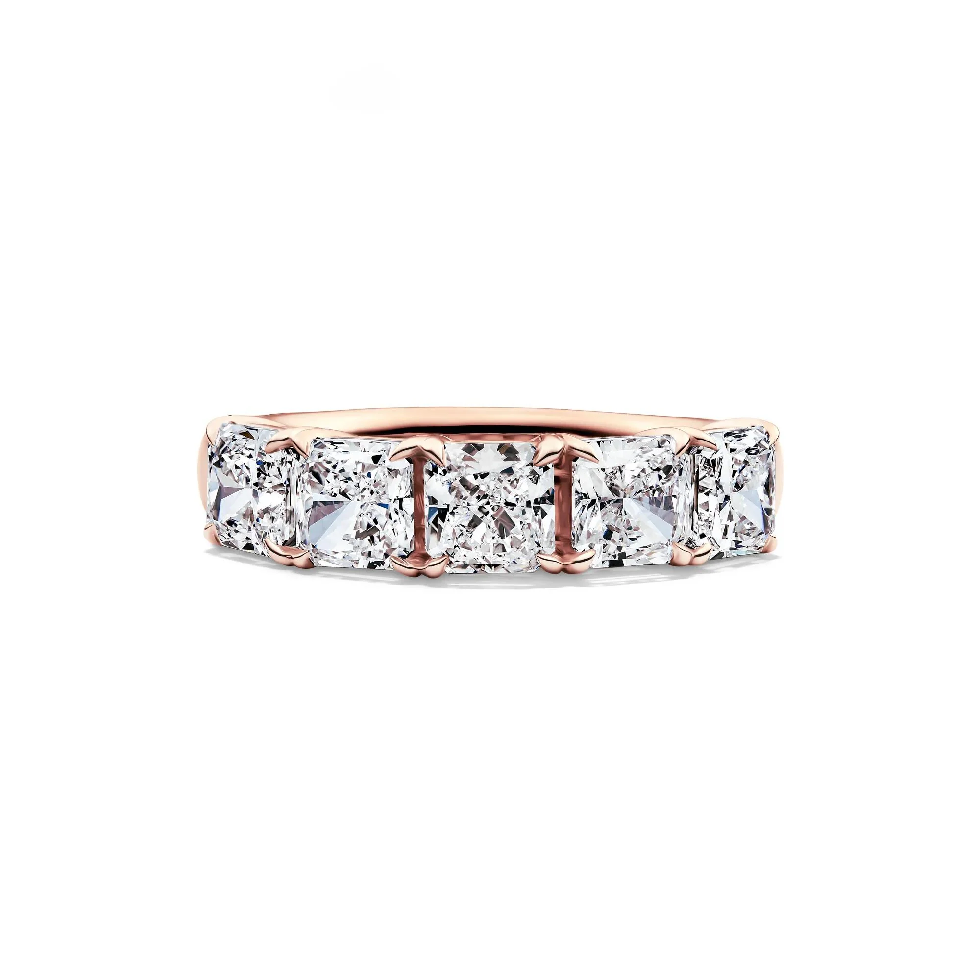 3 CT. Tw. Lab Grown Diamond Five-Stone Anniversary Band Ring 14K Rose Gold Size 5.5 5mm