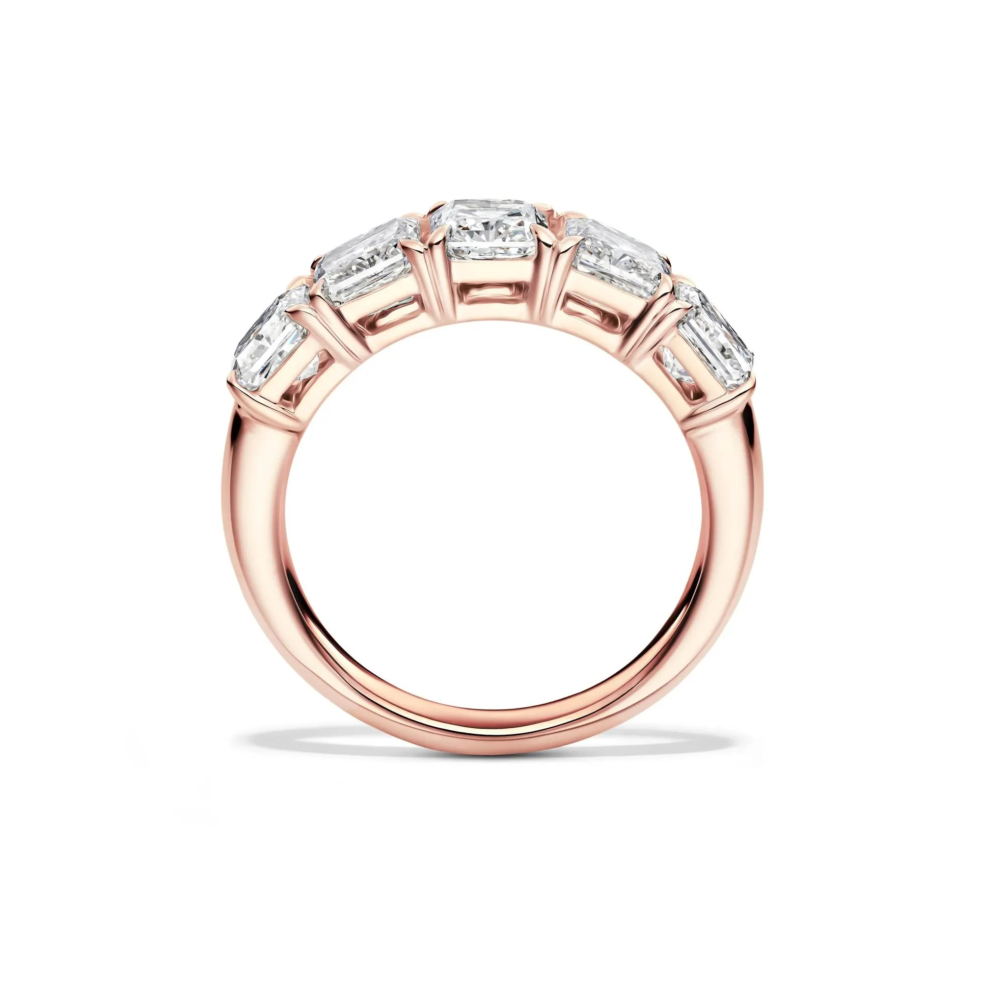 3 CT. Tw. Lab Grown Diamond Five-Stone Anniversary Band Ring 14K Rose Gold Size 8 5mm - Image 2