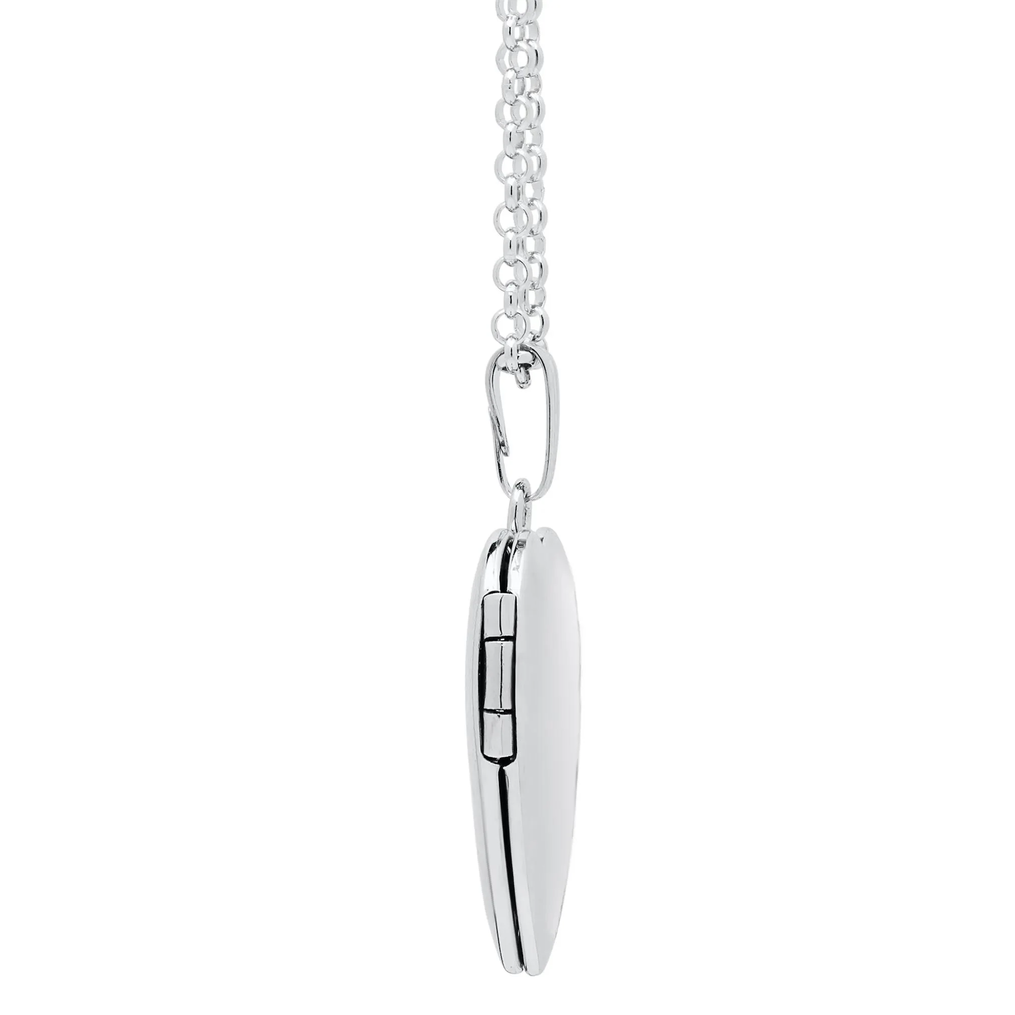 Diamond Accent Heart-Shaped Locket .925 Sterling .925 Sterling Silver Necklace White Size 18" - Image 4