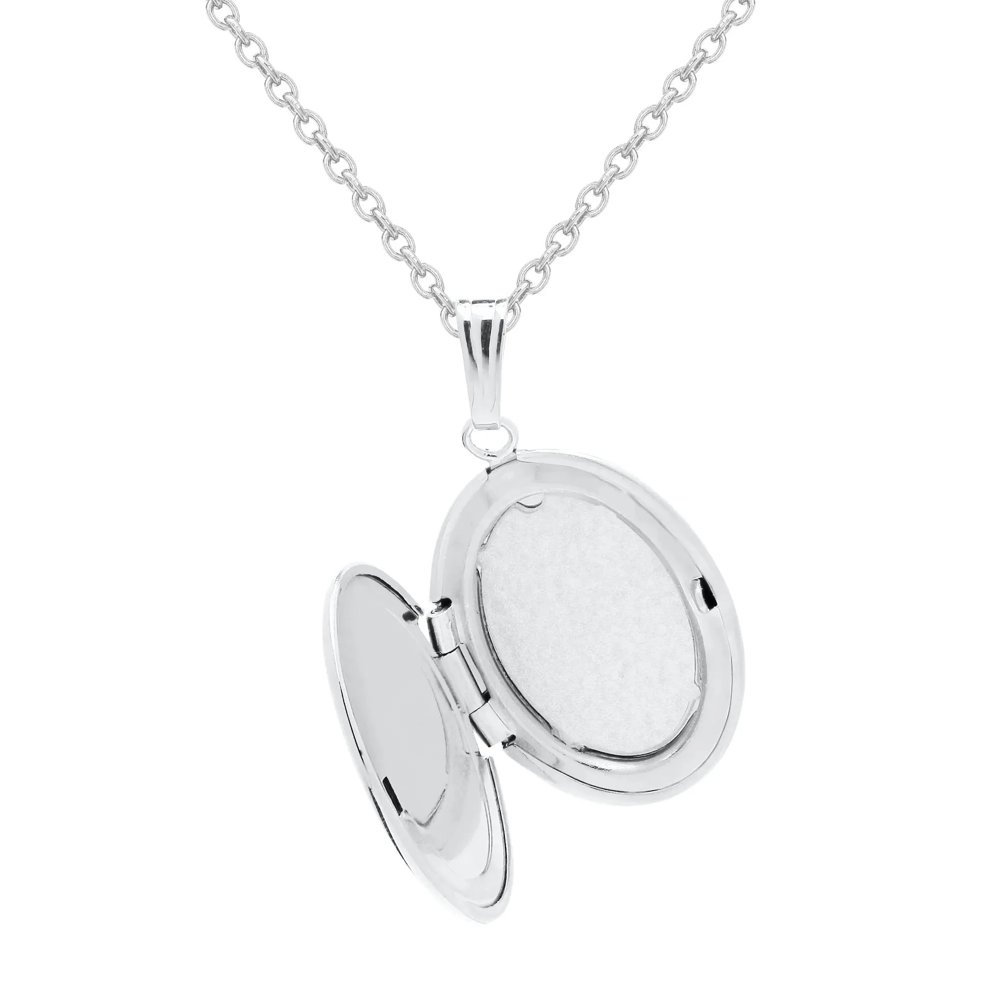 Floral I Love You Oval Locket with White Yellow and Rose-Tone .925 Sterling .925 Sterling Silver Necklace Size 18" - Image 2
