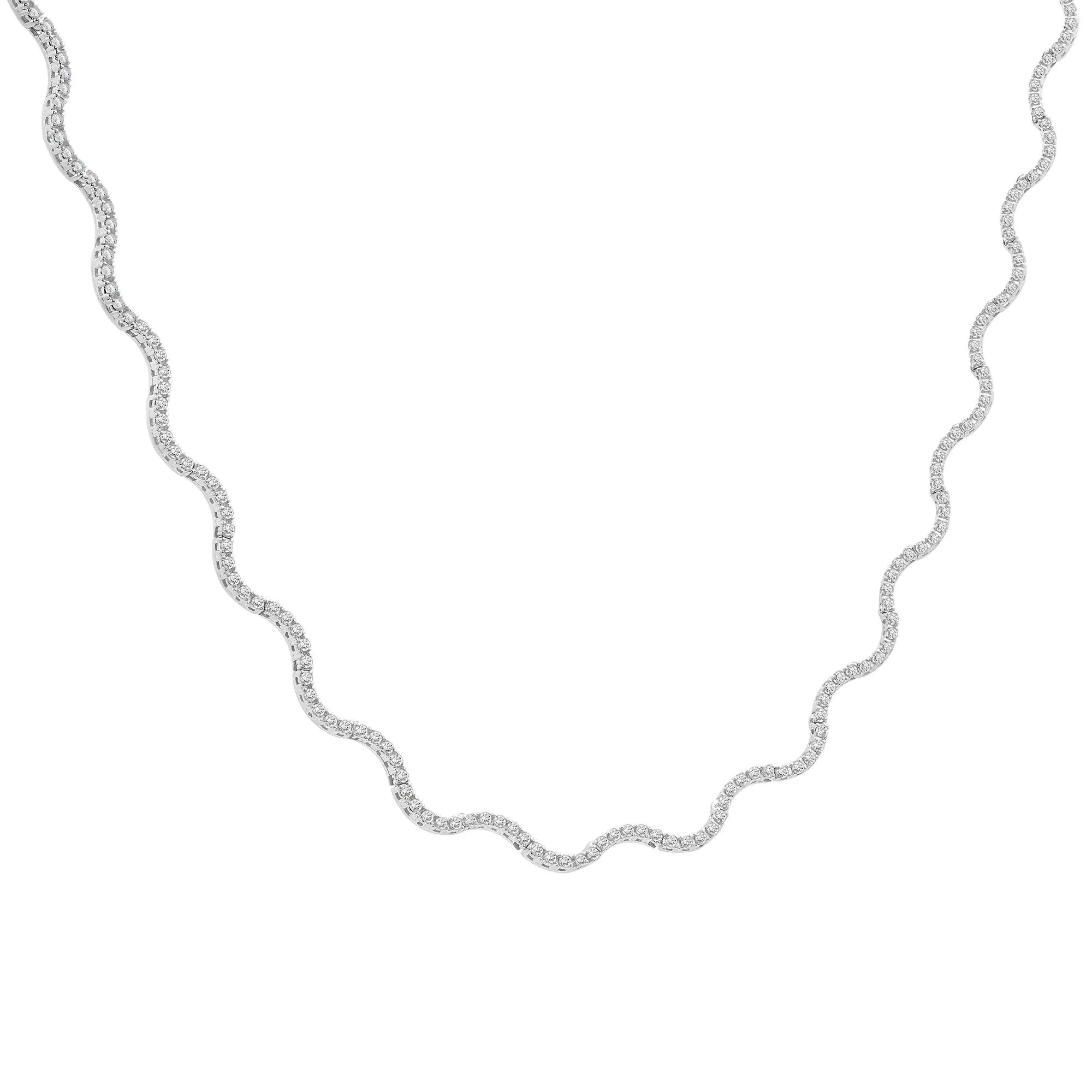 1 CT. Tw. Diamond Wavy Necklace 10K White Gold Size 16" - Image 2