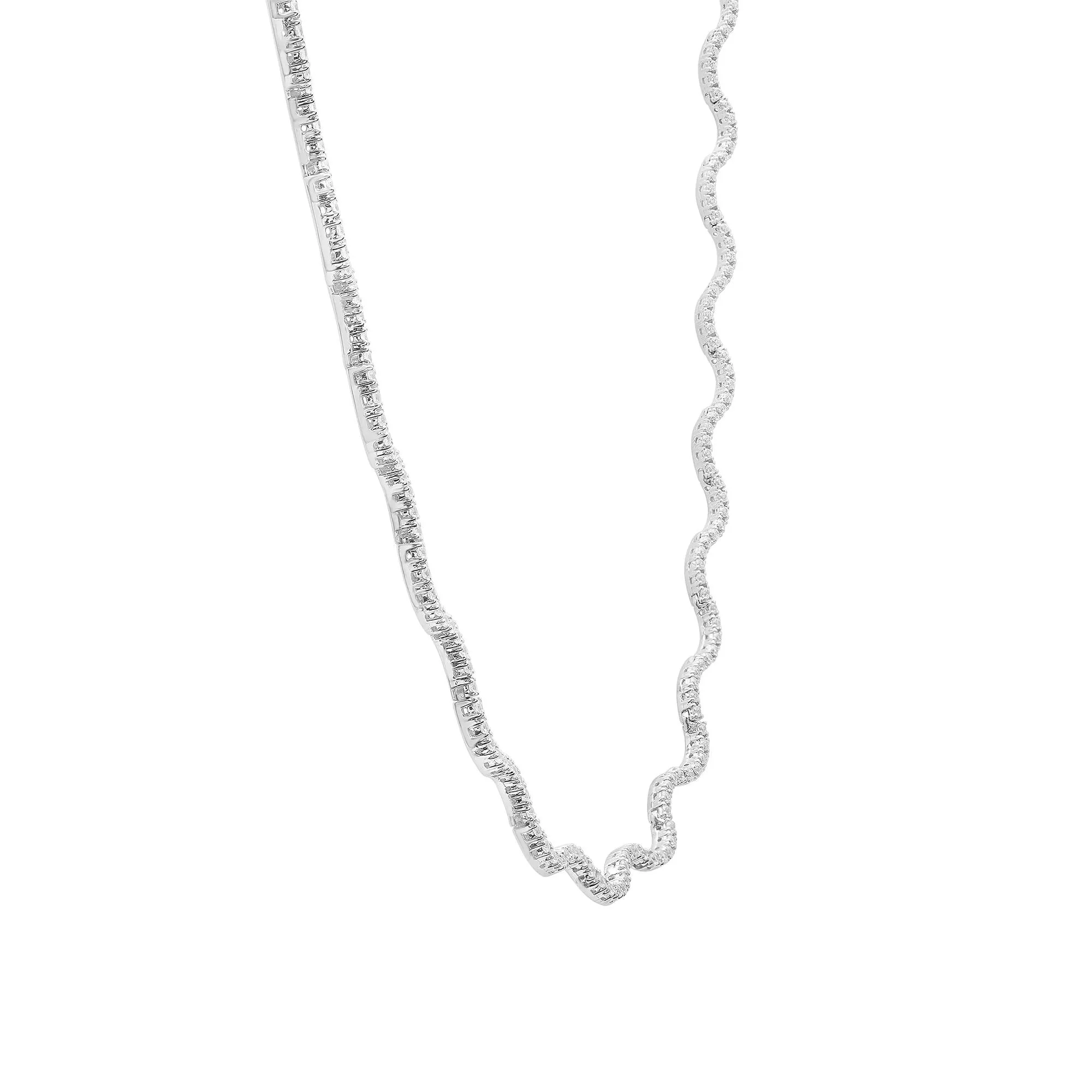 1 CT. Tw. Diamond Wavy Necklace 10K White Gold Size 16" - Image 3
