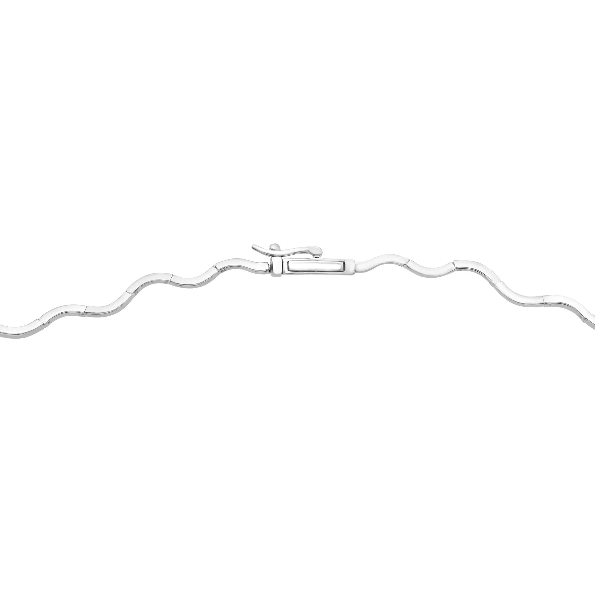 1 CT. Tw. Diamond Wavy Necklace 10K White Gold Size 16" - Image 4