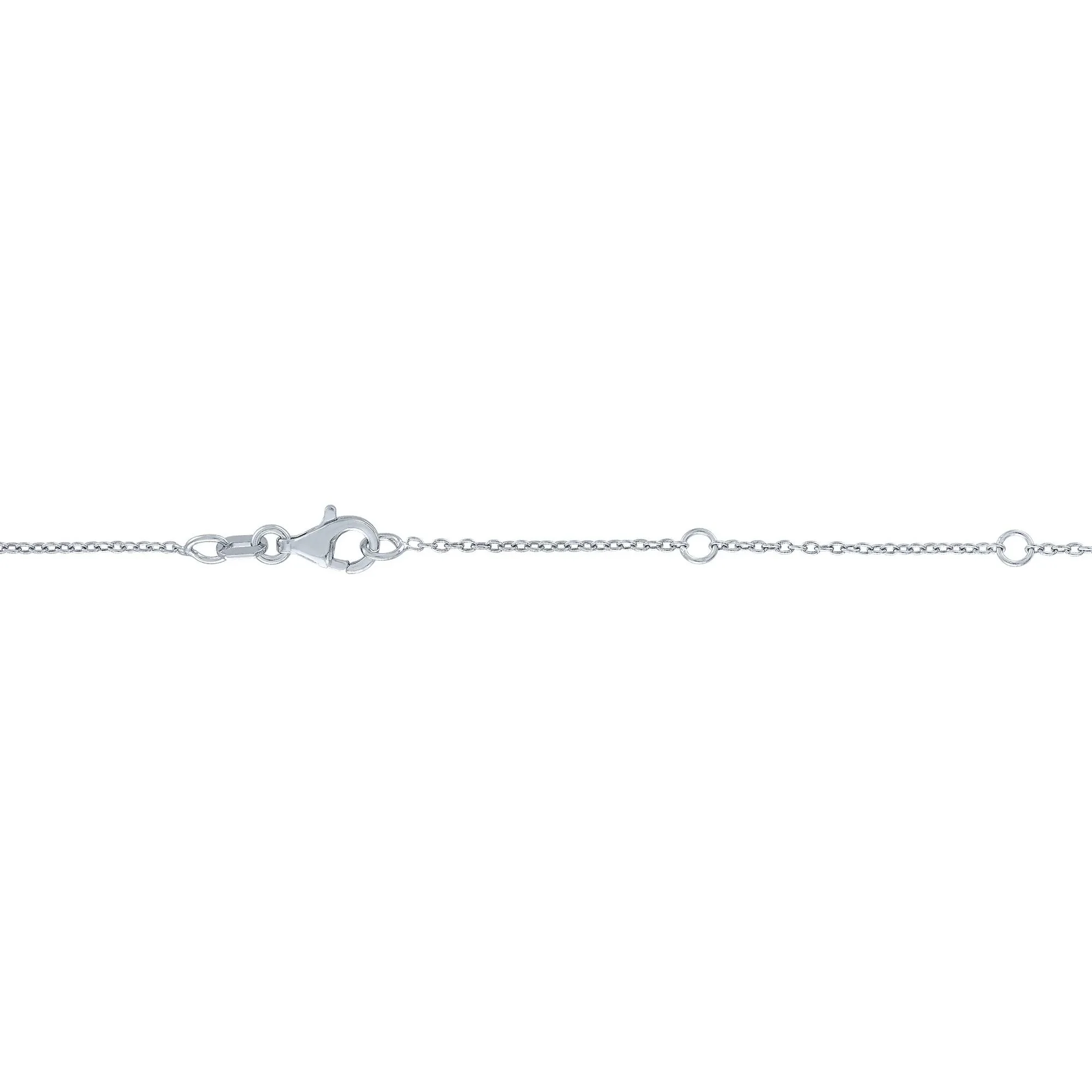 Aquamarine and Diamond Accent Pear-Shaped Half Halo Necklace .925 Sterling Silver White Size 17.5" - Image 3