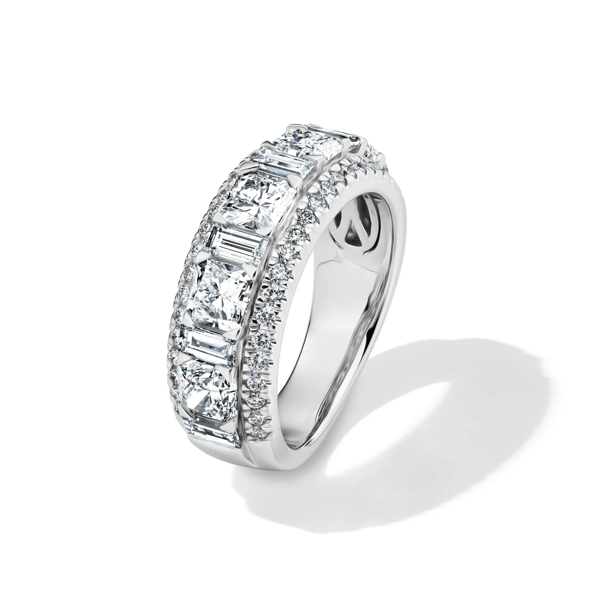 3 CT. Tw. Lab Grown Diamond Multi-Row Anniversary Band Ring 14K White Gold Size 6 7mm - Image 4