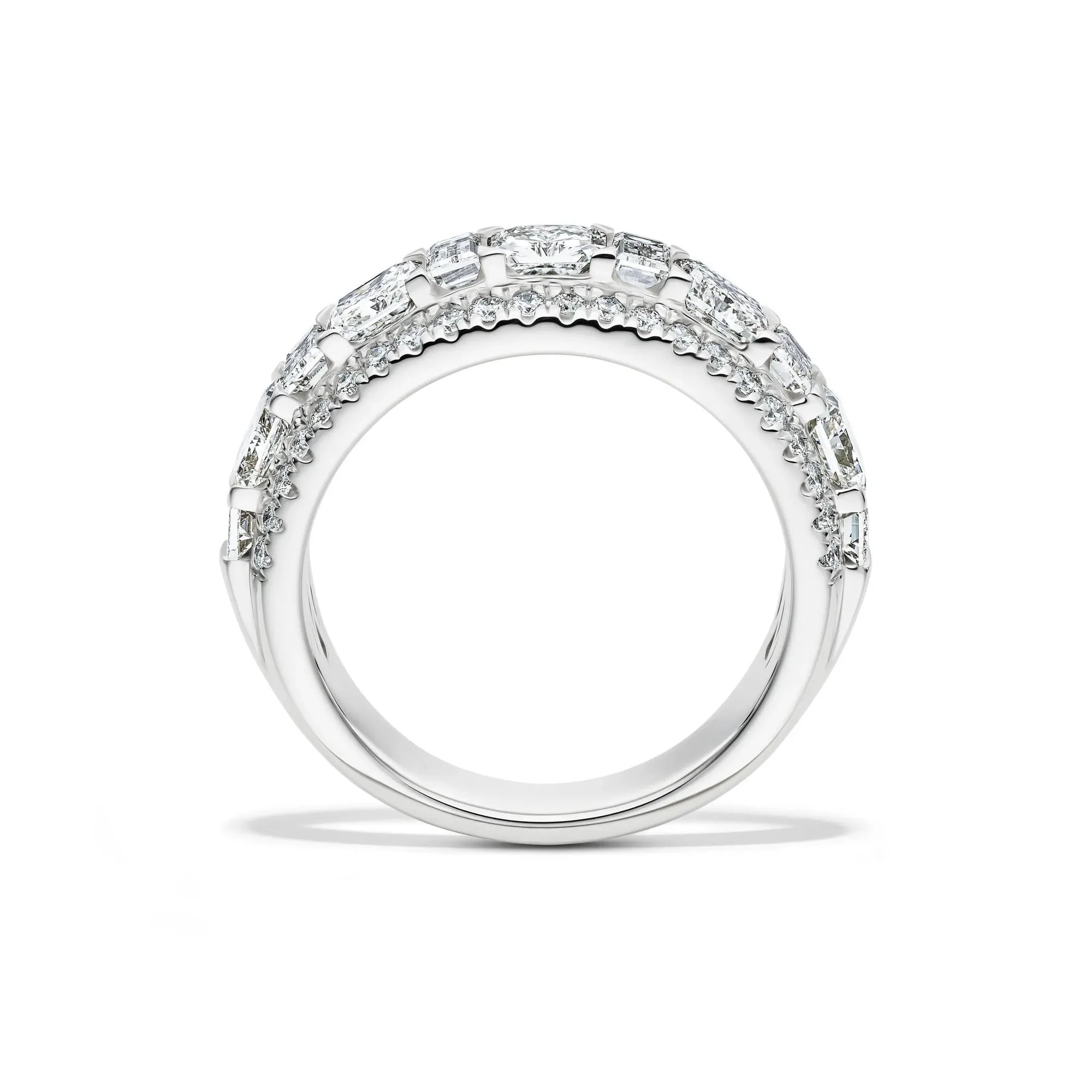 3 CT. Tw. Lab Grown Diamond Multi-Row Anniversary Band Ring 14K White Gold Size 6.5 7mm - Image 2