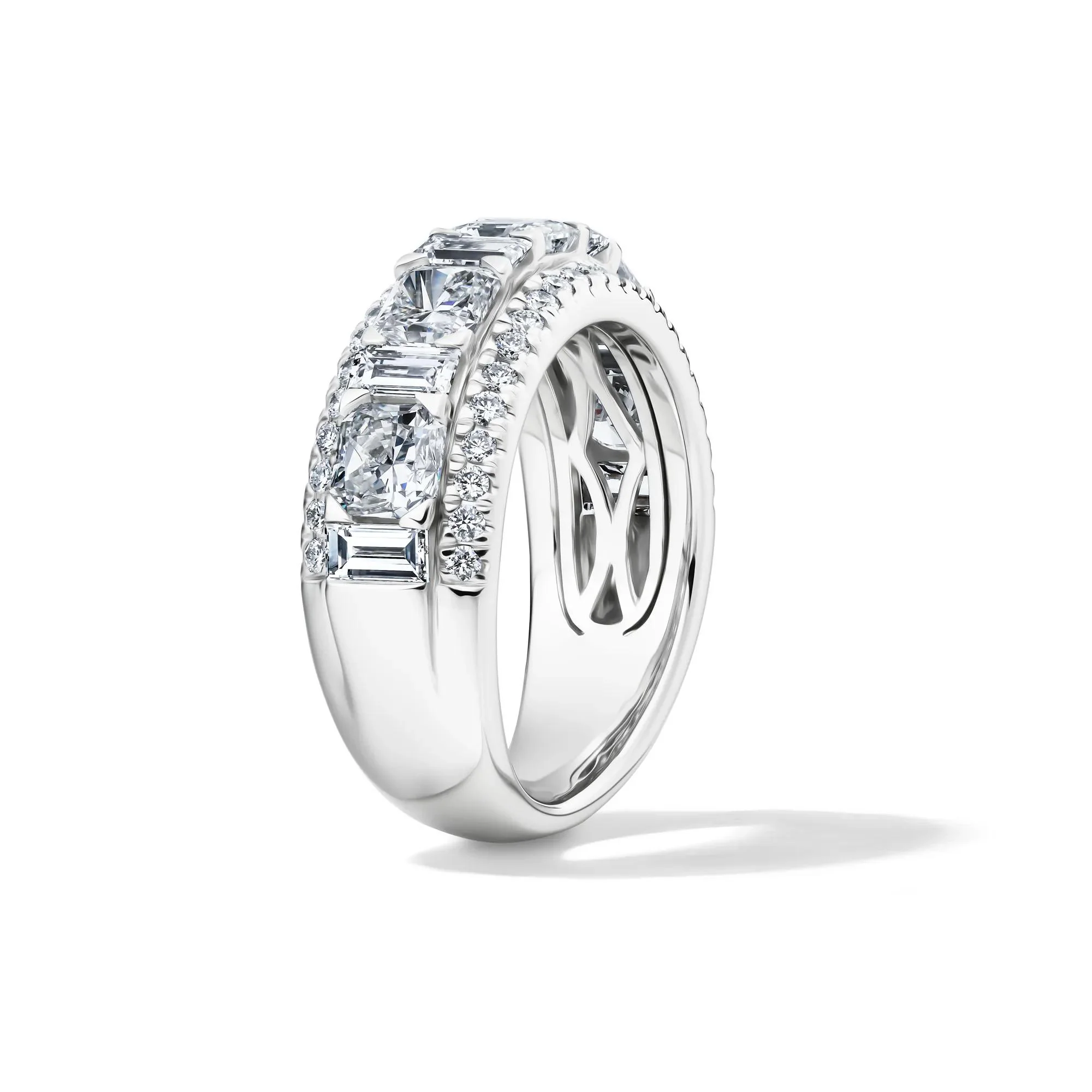 3 CT. Tw. Lab Grown Diamond Multi-Row Anniversary Band Ring 14K White Gold Size 7 7mm - Image 3