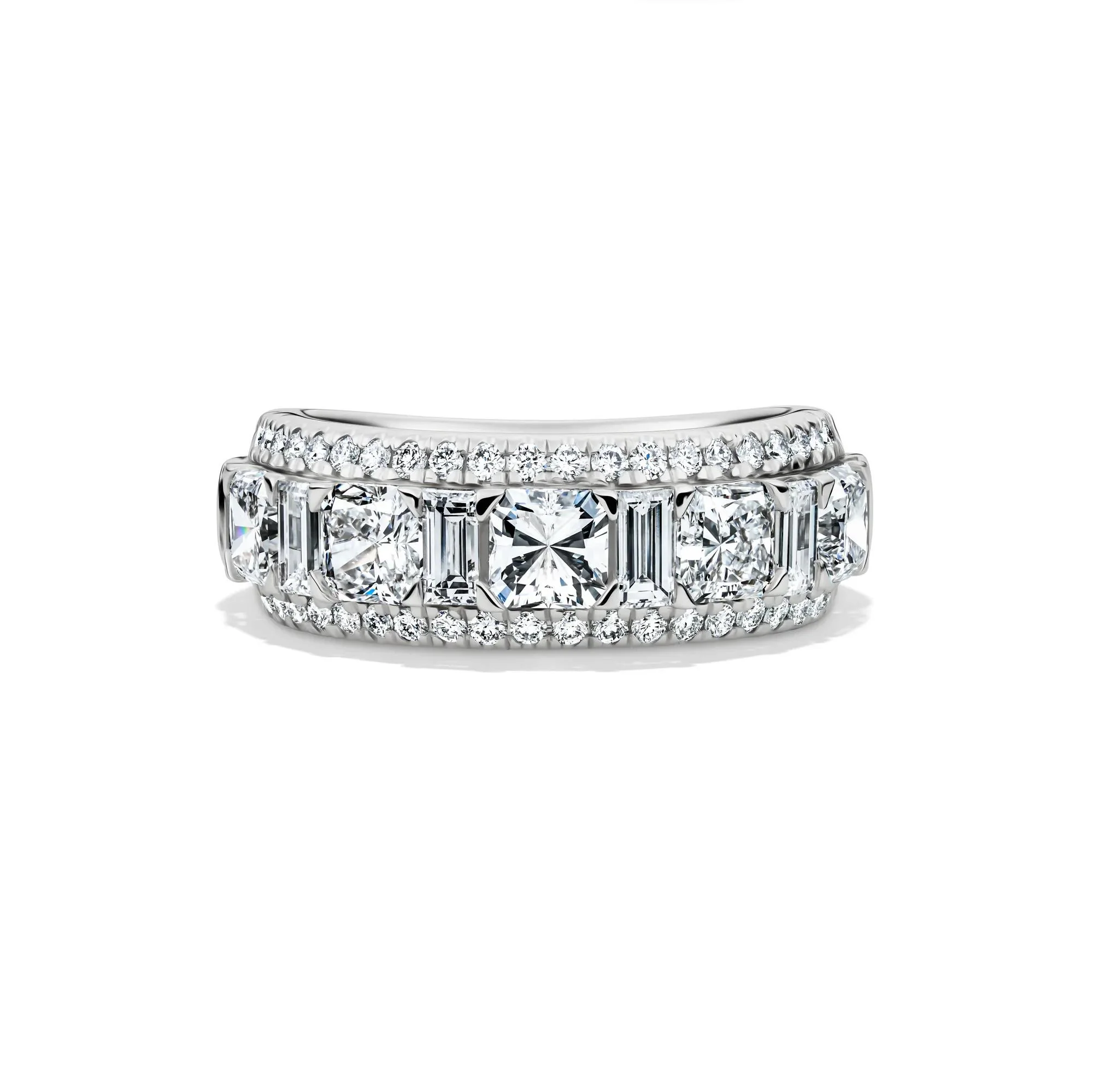3 CT. Tw. Lab Grown Diamond Multi-Row Anniversary Band Ring 14K White Gold Size 9 7mm