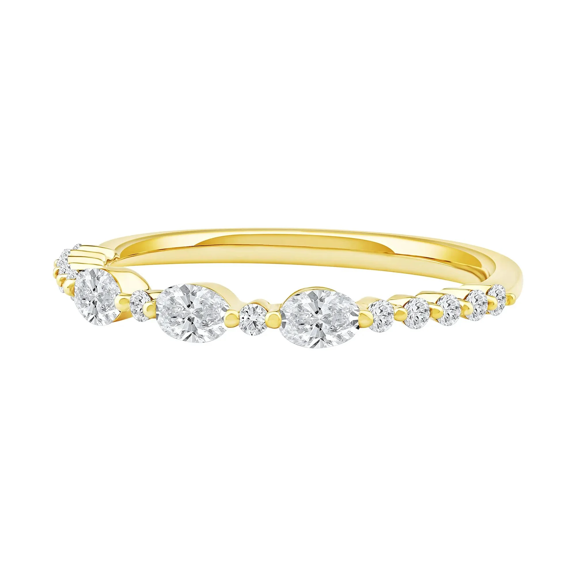 1/2 CT. Tw. Lab Grown Diamond Oval Band Ring 10K Yellow Gold Round Brilliant Cut Size 5.5 2mm - Image 5
