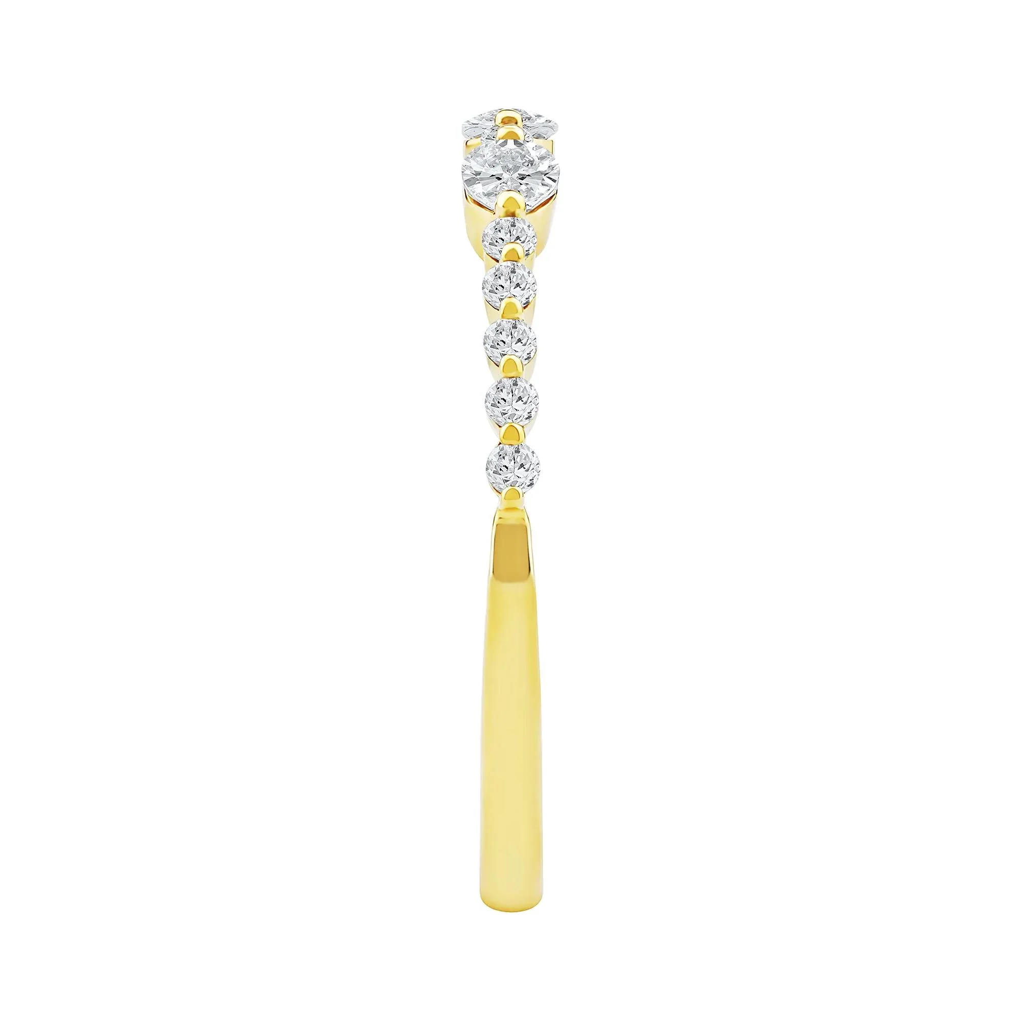 1/2 CT. Tw. Lab Grown Diamond Oval Band Ring 10K Yellow Gold Round Brilliant Cut Size 6 2mm - Image 3