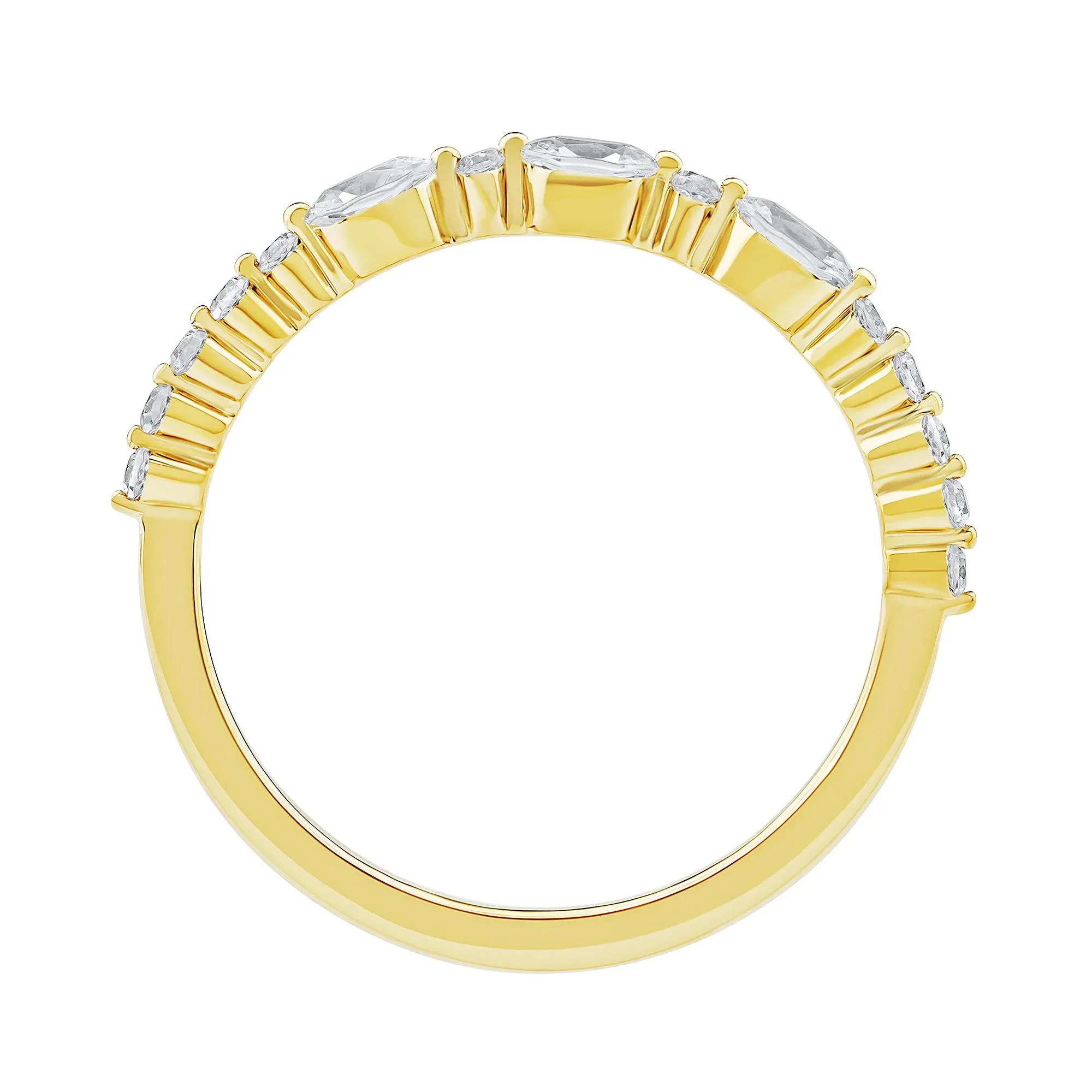 1/2 CT. Tw. Lab Grown Diamond Oval Band Ring 10K Yellow Gold Round Brilliant Cut Size 8 2mm - Image 2