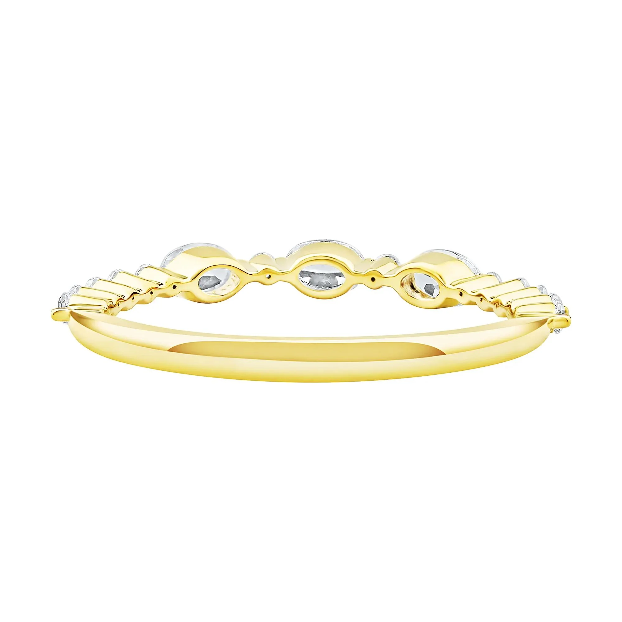 1/2 CT. Tw. Lab Grown Diamond Oval Band Ring 10K Yellow Gold Round Brilliant Cut Size 9 2mm - Image 4