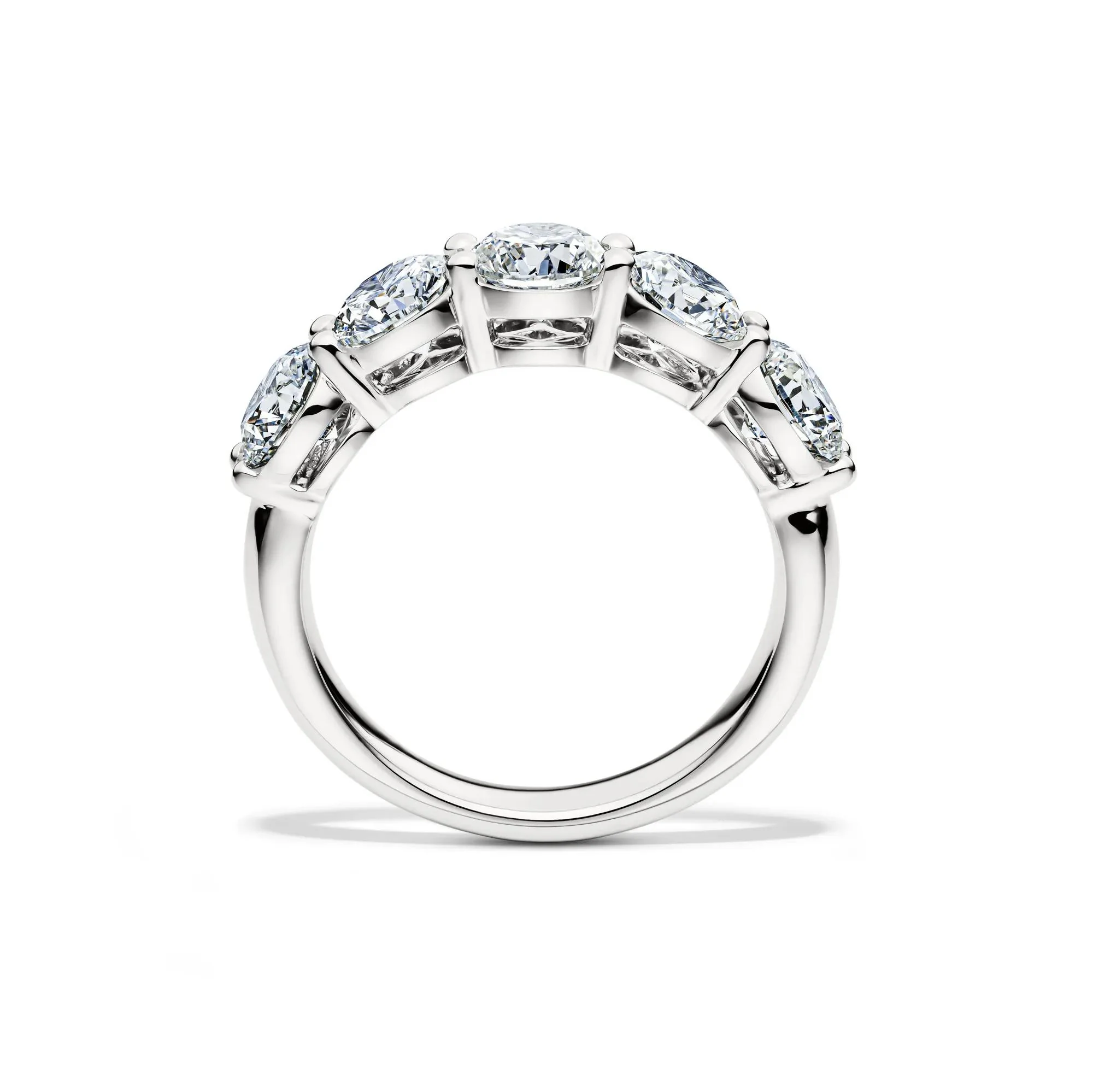 3 CT. Tw. Lab Grown Diamond Five-Stone Anniversary Band Ring 14K White Gold Round Brilliant Cut Size 9 5.5mm - Image 2