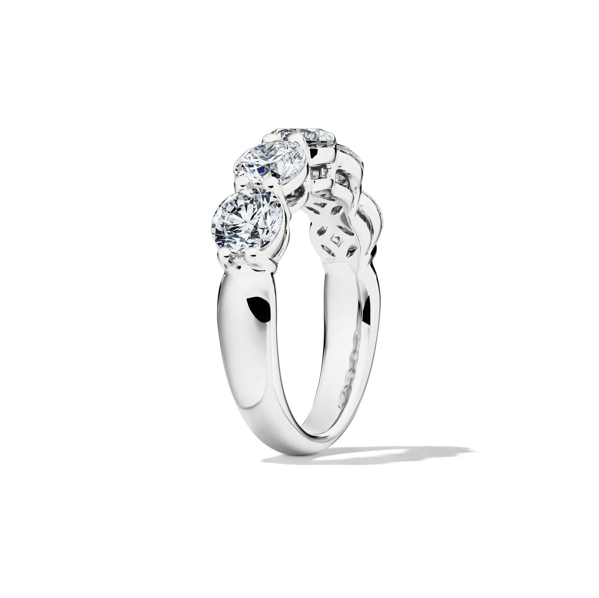 3 CT. Tw. Lab Grown Diamond Five-Stone Anniversary Band Ring 14K White Gold Round Brilliant Cut Size 9 5.5mm - Image 3
