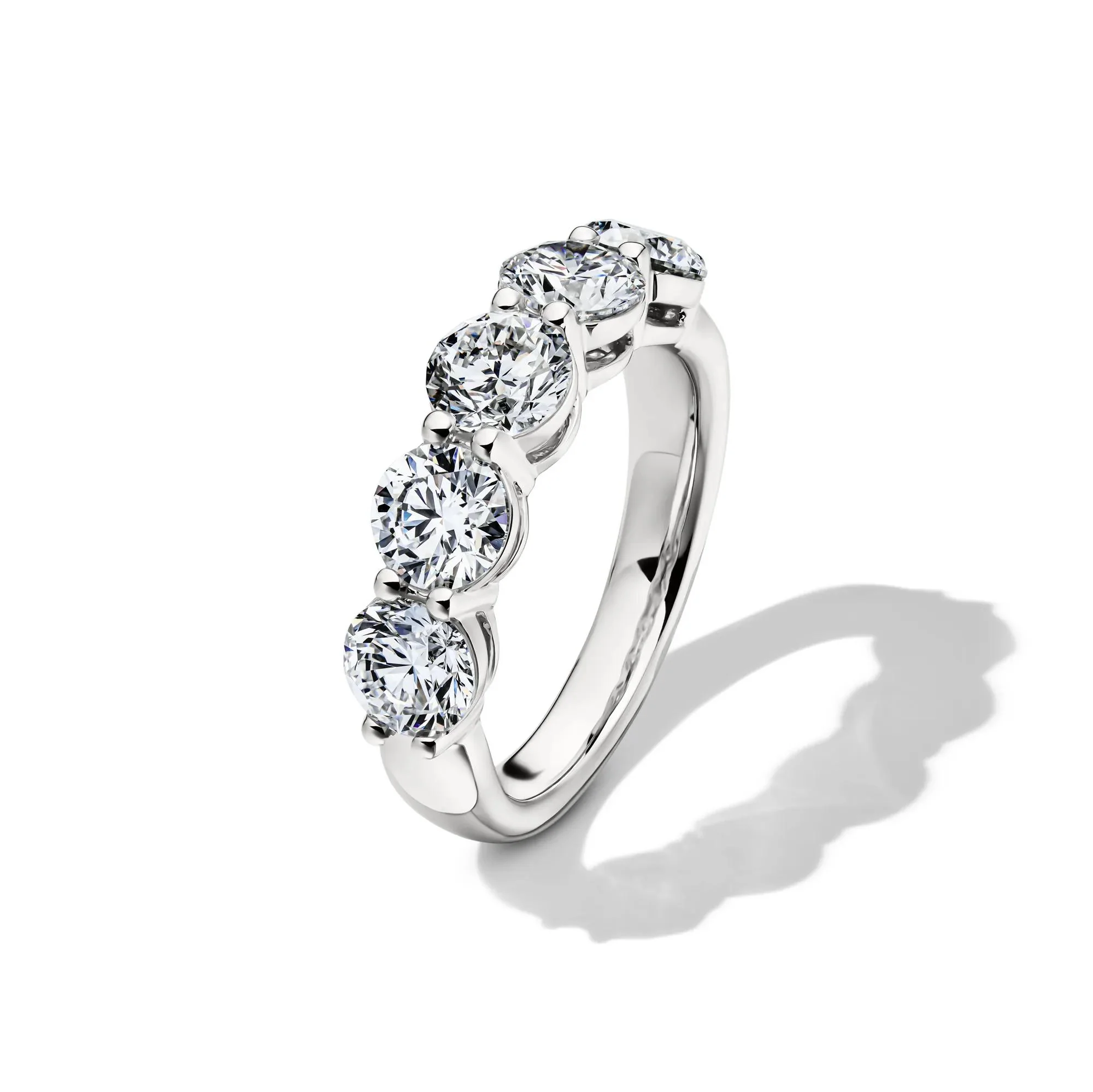 3 CT. Tw. Lab Grown Diamond Five-Stone Anniversary Band Ring 14K White Gold Round Brilliant Cut Size 9 5.5mm - Image 4