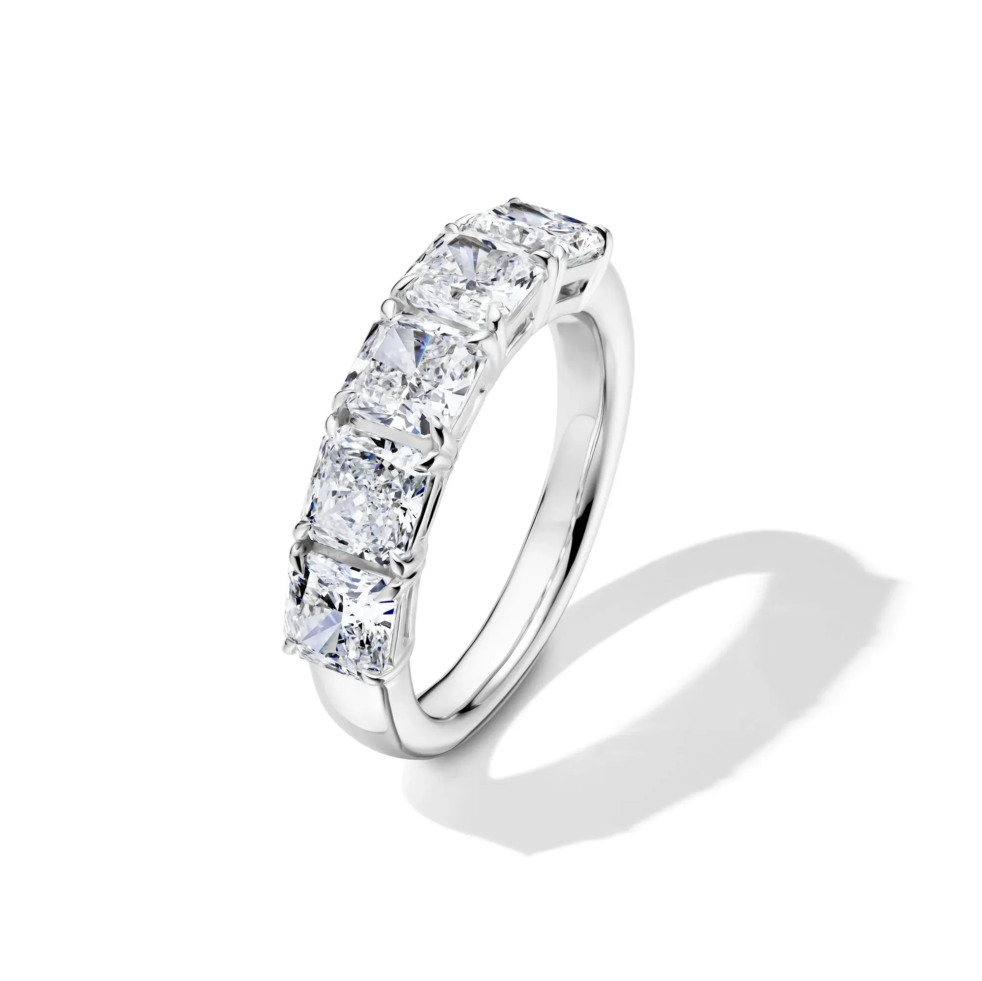 3 CT. Tw. Lab Grown Diamond Five-Stone Anniversary Band Ring 14K White Gold Size 6.5 5mm - Image 4