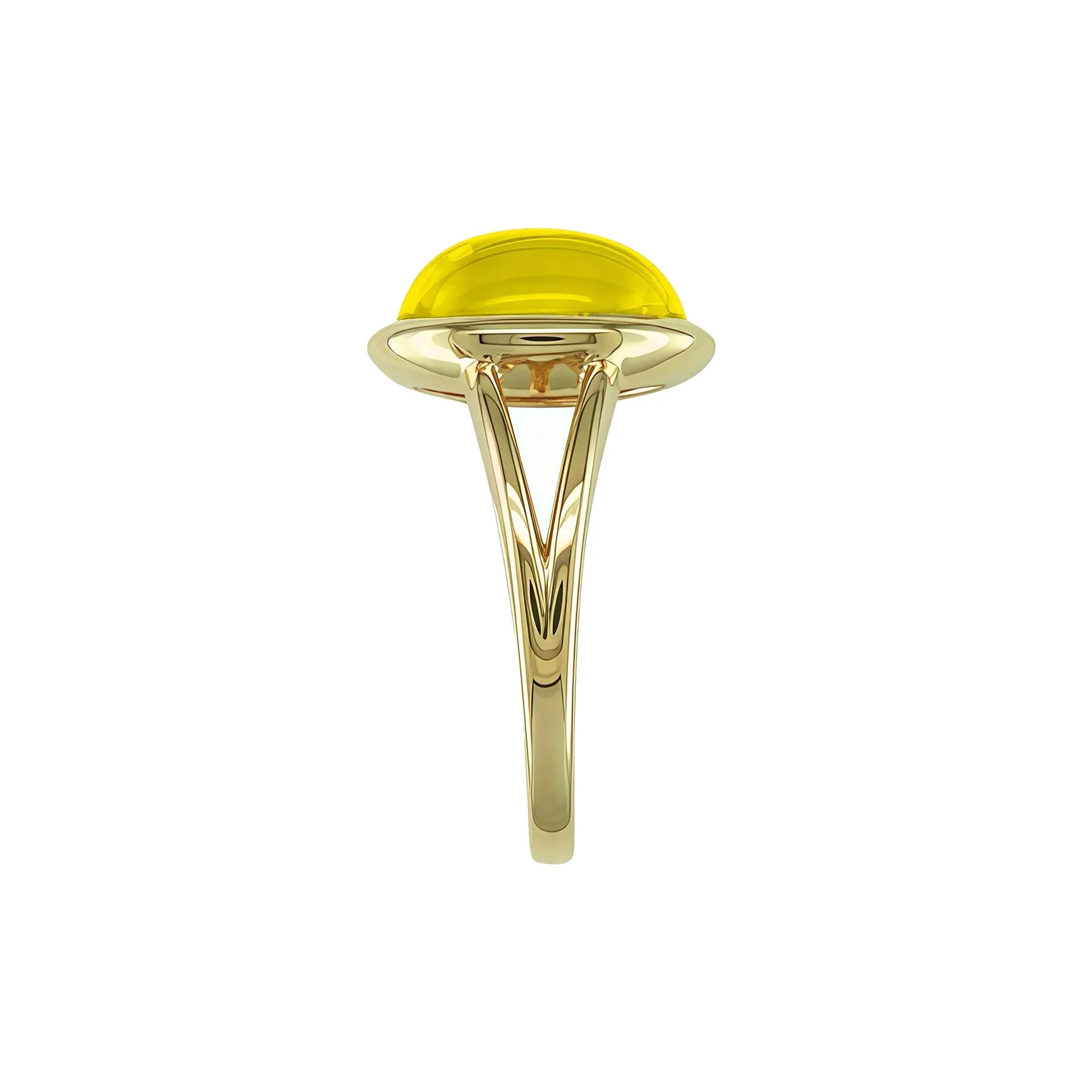 Oval-Shaped Cabochon Citrine Ring 10K Yellow Gold Size 6.5 1mm - Image 3