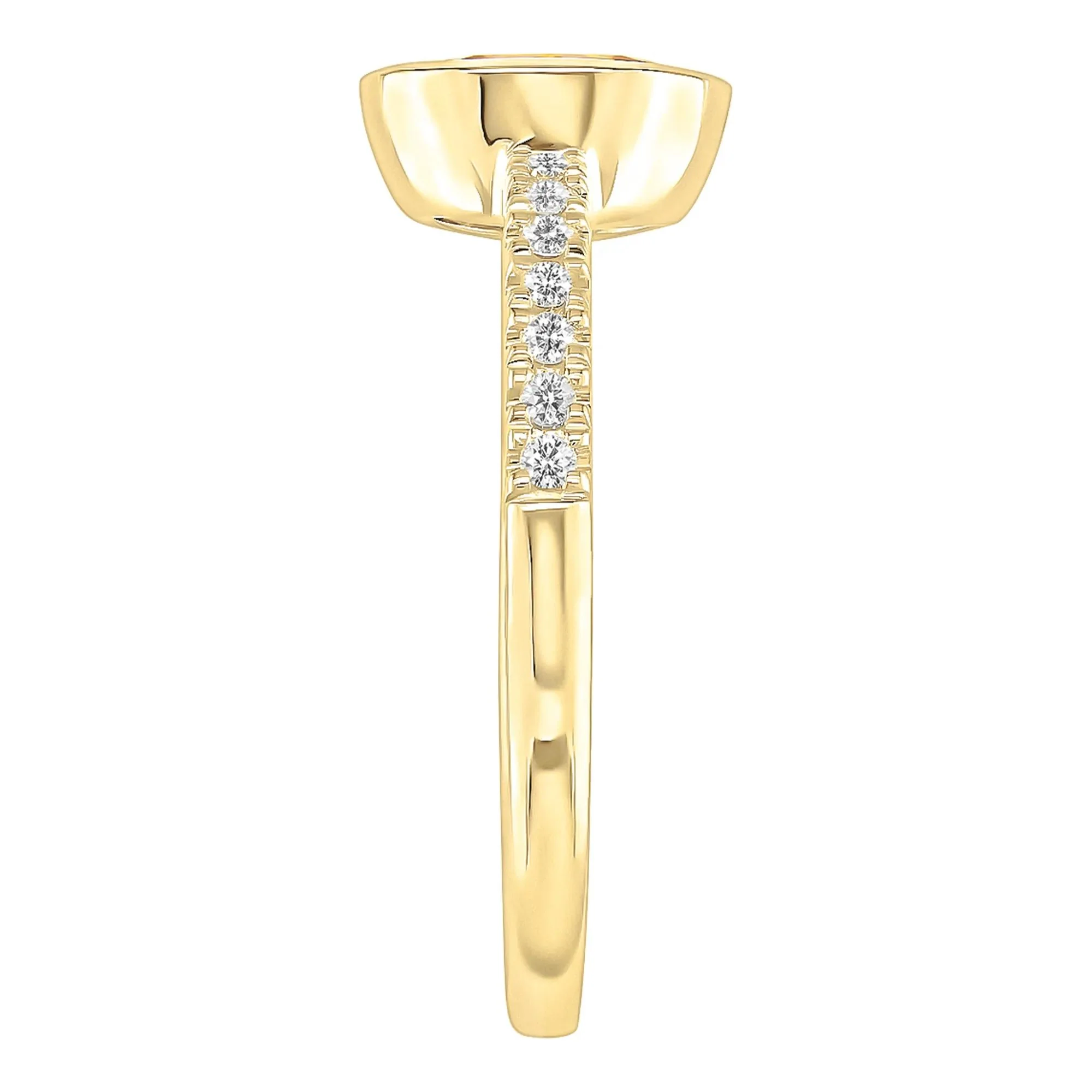 Bezel-Set Citrine Ring with Diamond Accent 10K Yellow Gold Round Brilliant Cut Size 6 1mm - Image 3