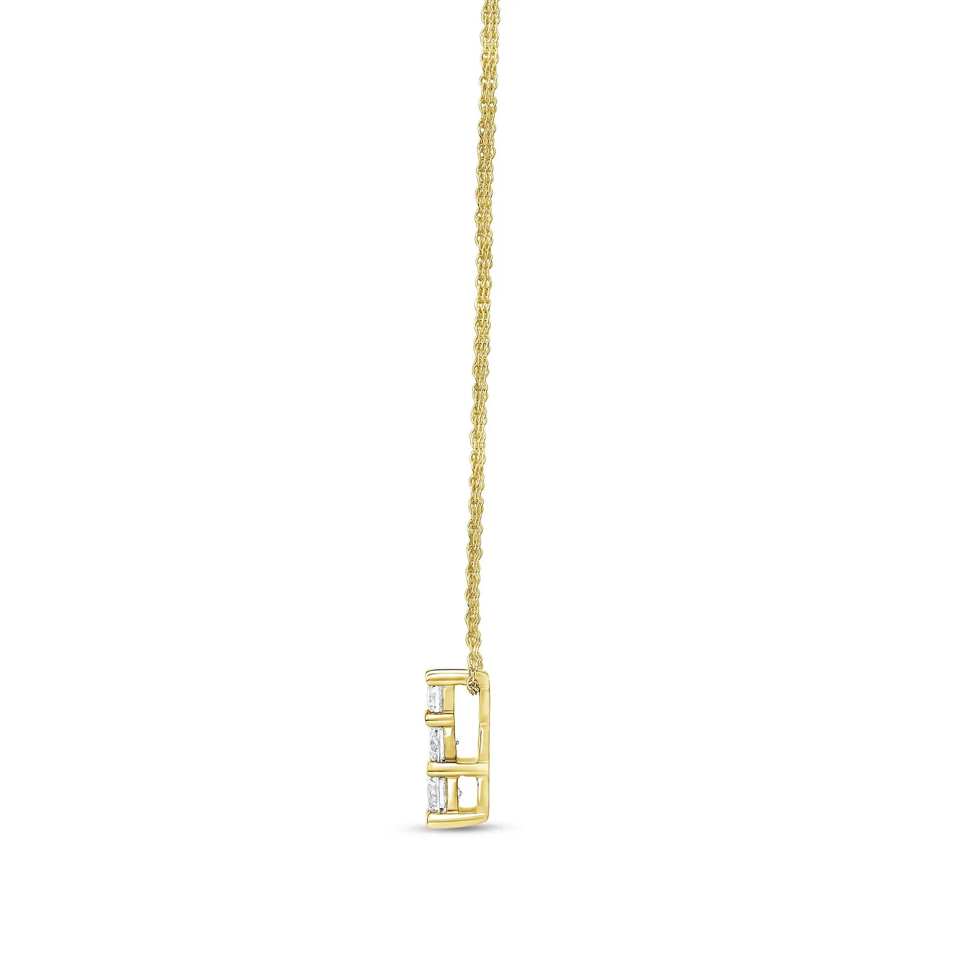1/2 CT. Tw. Lab Grown Three-Stone Diamond Pendant Necklace 14K Yellow Gold Size 18" - Image 2