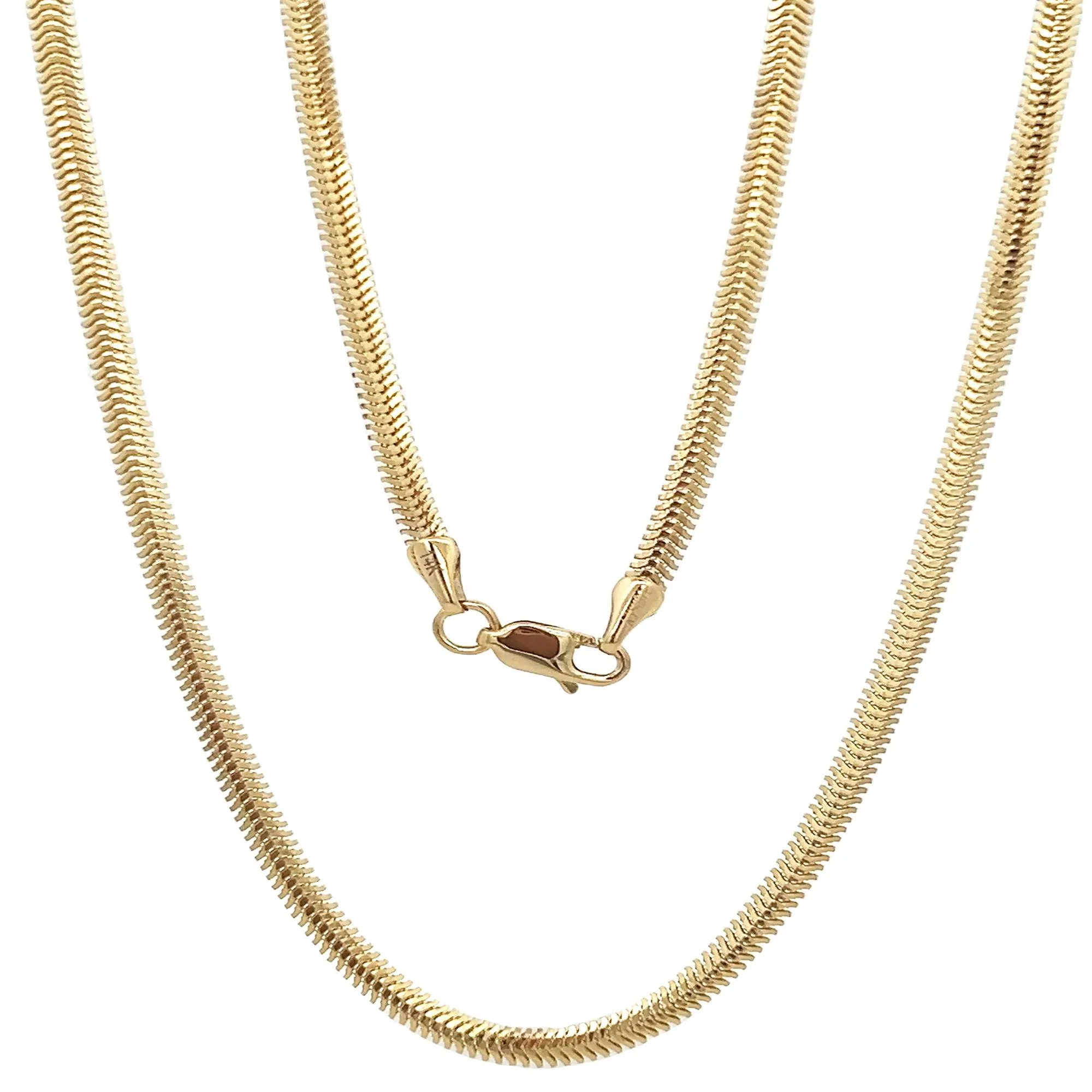 Oval Snake Chain 14K Yellow Gold Necklace Size 18" - Image 4