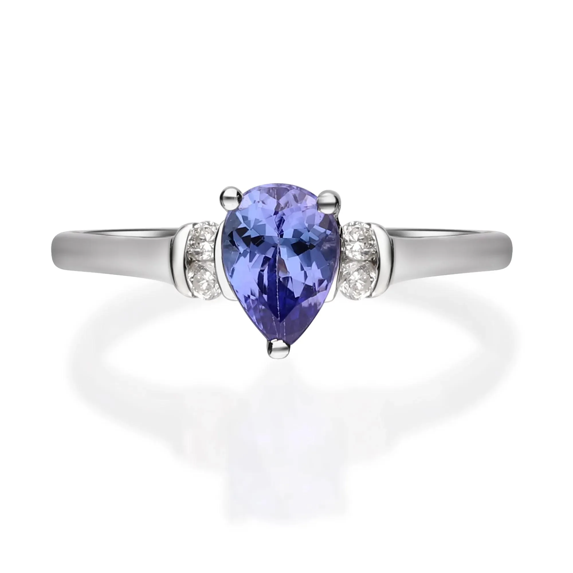1/10 CT. Tw. Tanzanite and Diamond Ring 10K White Gold Size 7 2mm